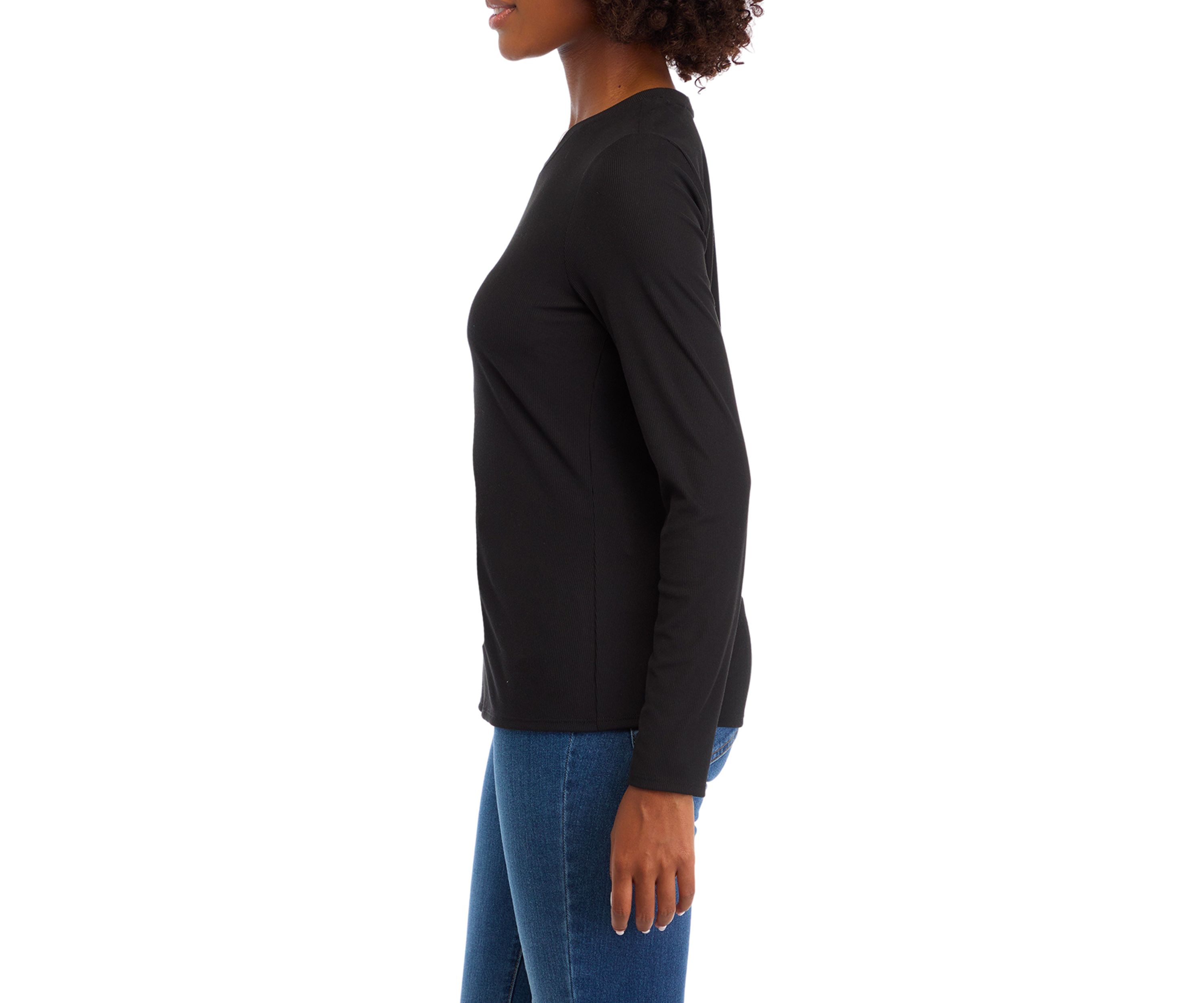 Long Sleeve Crew Neck Ribbed T-Shirt 