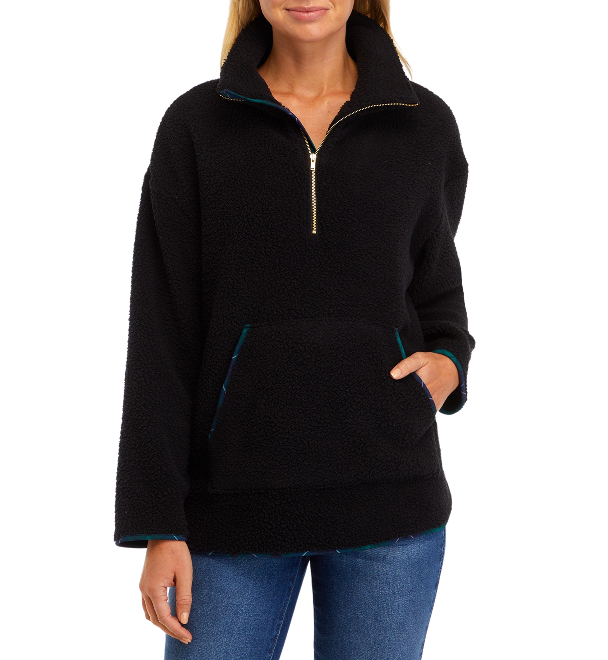 Womens Long Sleeve Sherpa Pullover