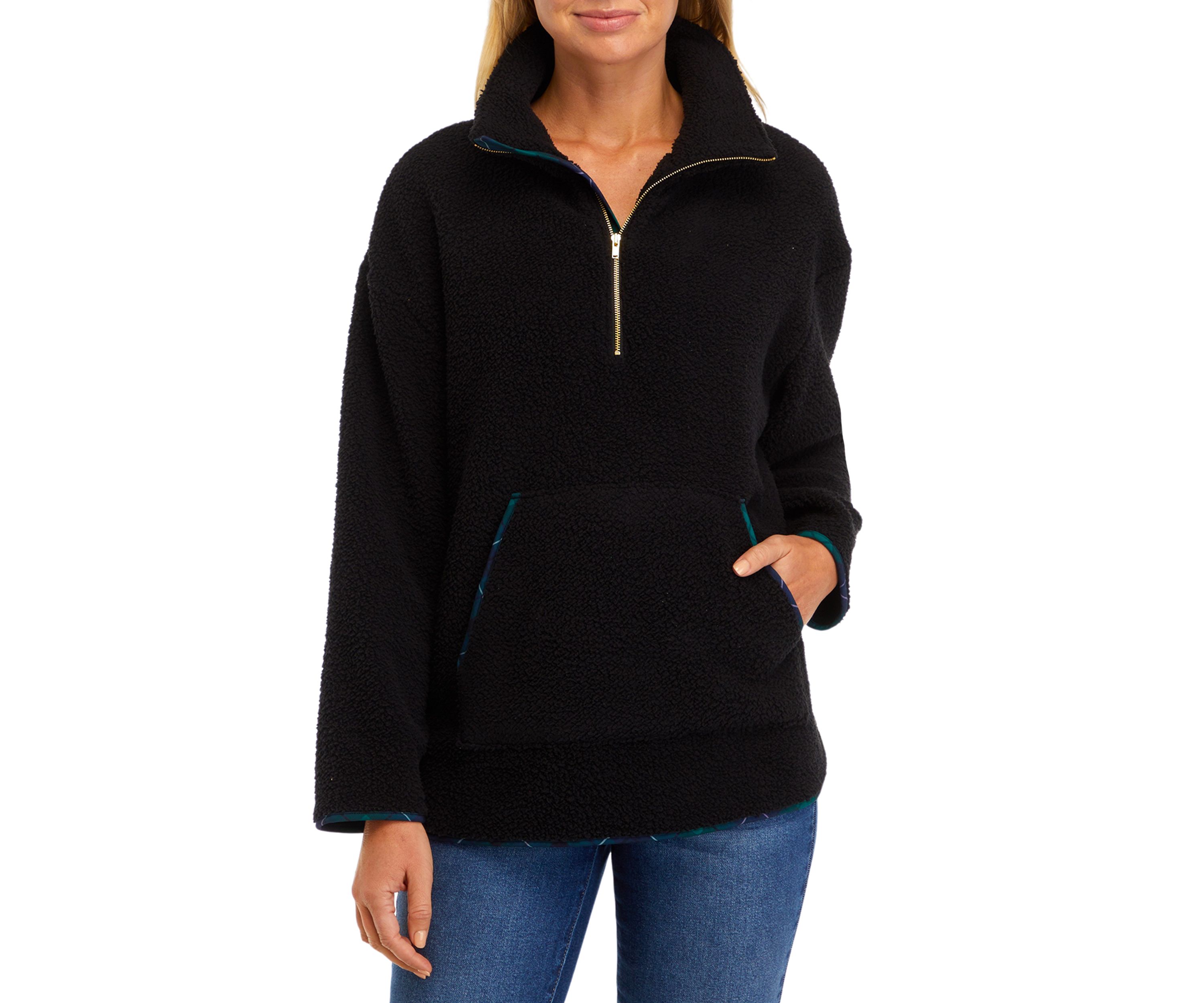 Womens Long Sleeve Sherpa Pullover