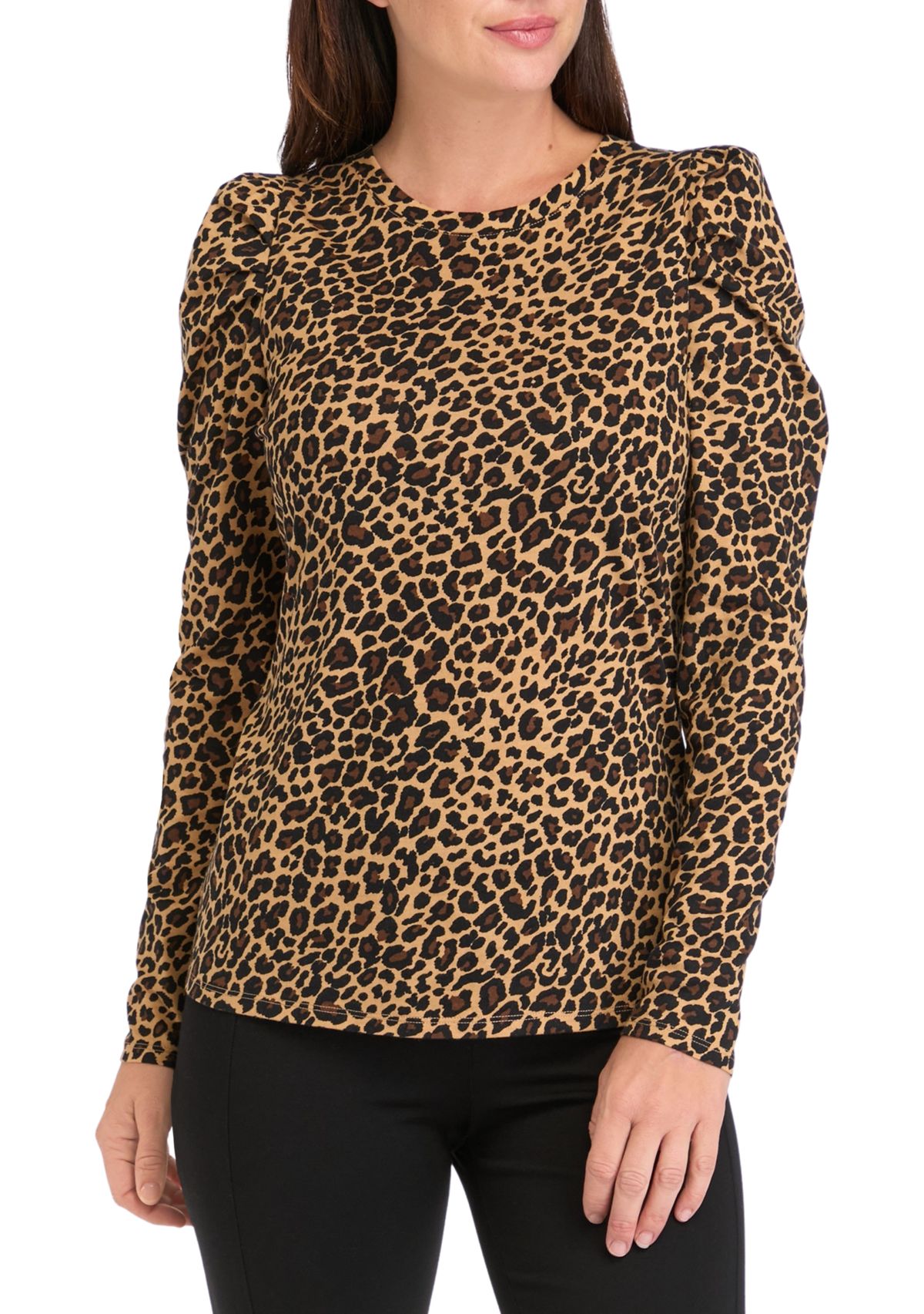 Womens Long Sleeve Pleated Shoulder T-Shirt
