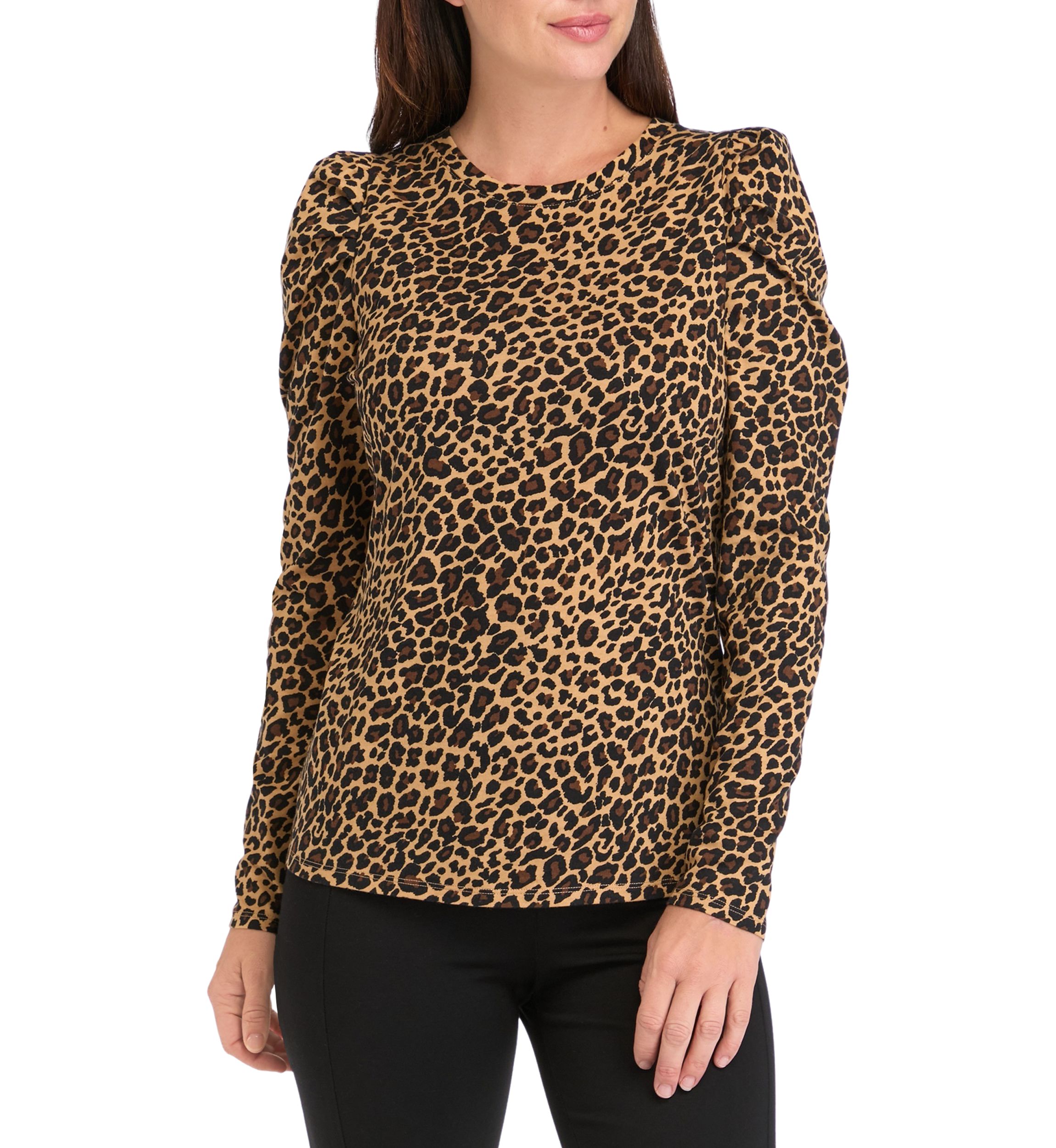 Womens Long Sleeve Pleated Shoulder T-Shirt