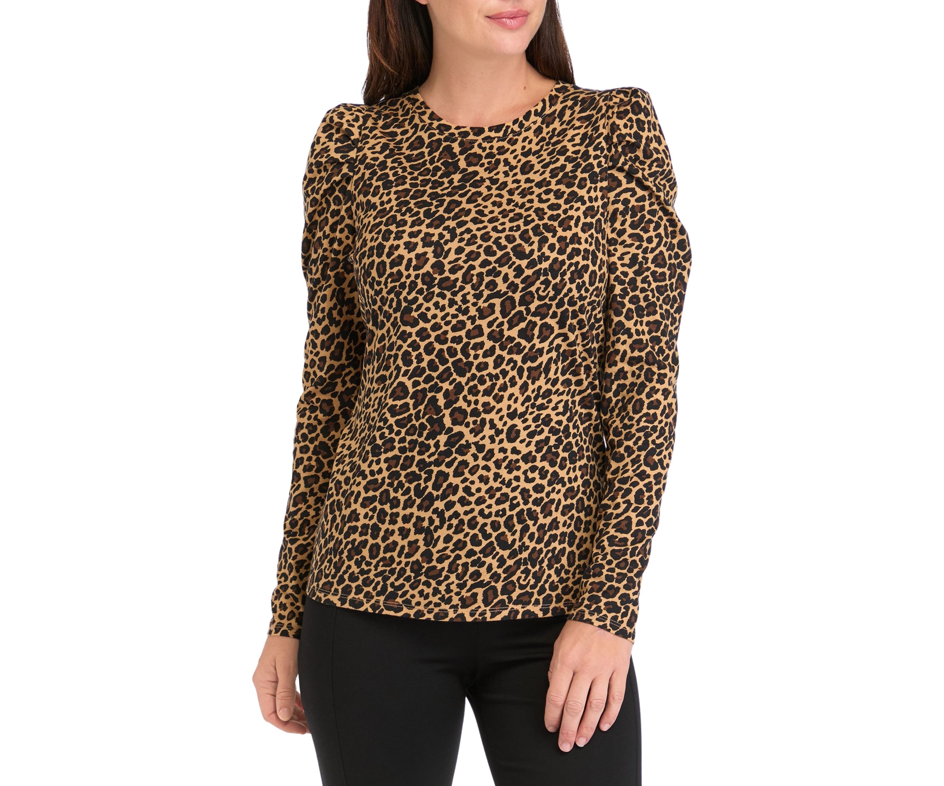 Womens Long Sleeve Pleated Shoulder T-Shirt
