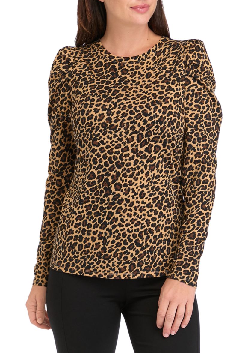 Womens Long Sleeve Pleated Shoulder T-Shirt