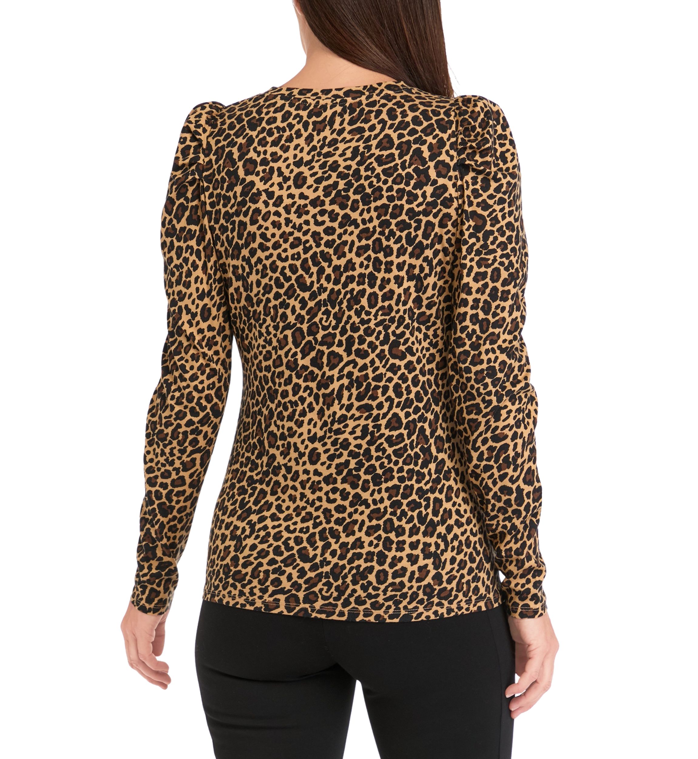 Womens Long Sleeve Pleated Shoulder T-Shirt