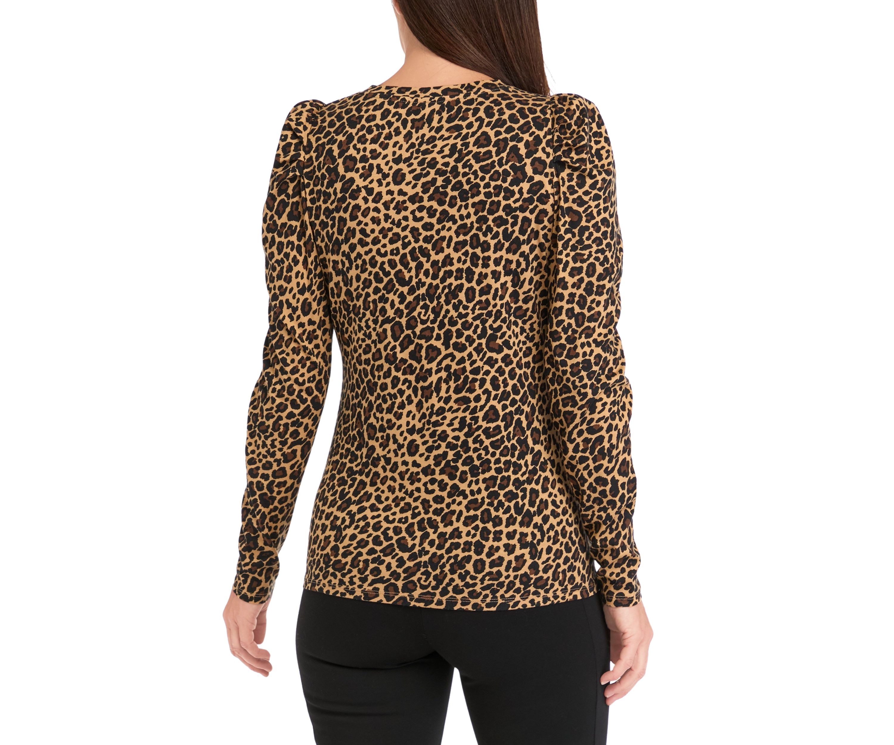 Womens Long Sleeve Pleated Shoulder T-Shirt