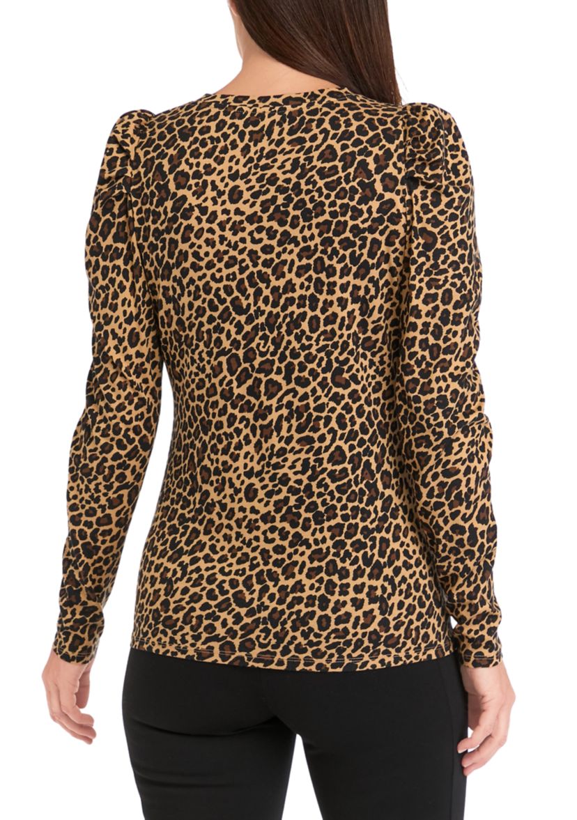 Womens Long Sleeve Pleated Shoulder T-Shirt