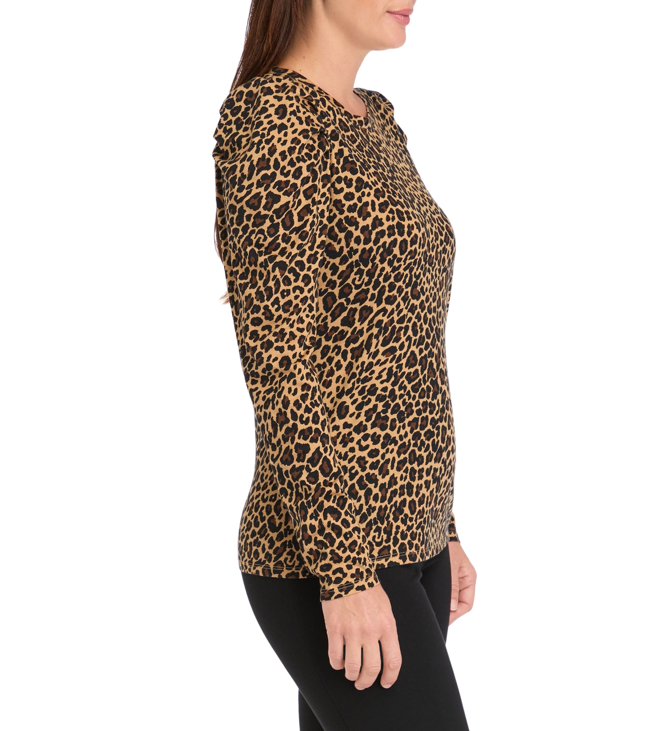 Womens Long Sleeve Pleated Shoulder T-Shirt
