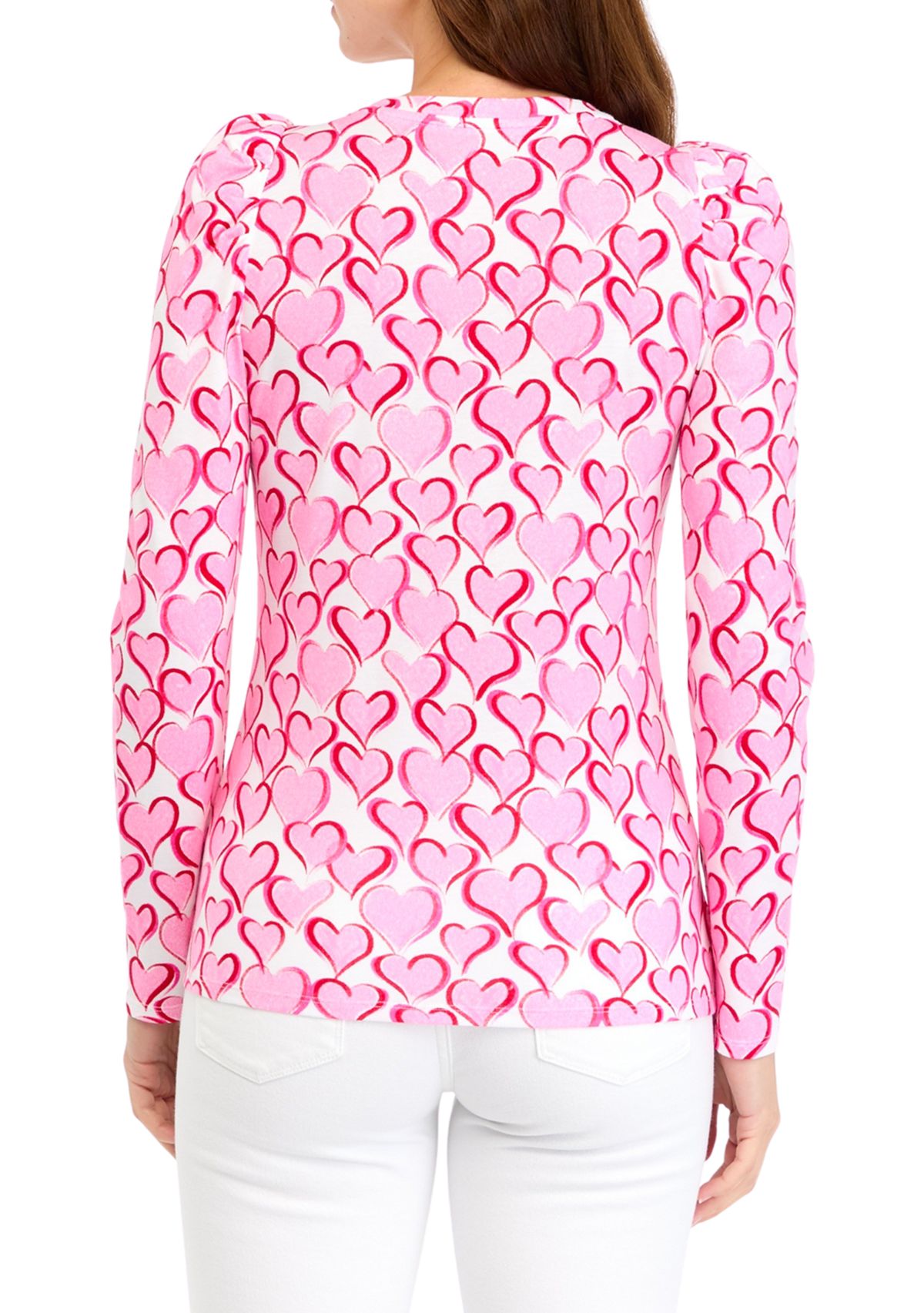 Womens Long Puff Sleeve Printed T-Shirt