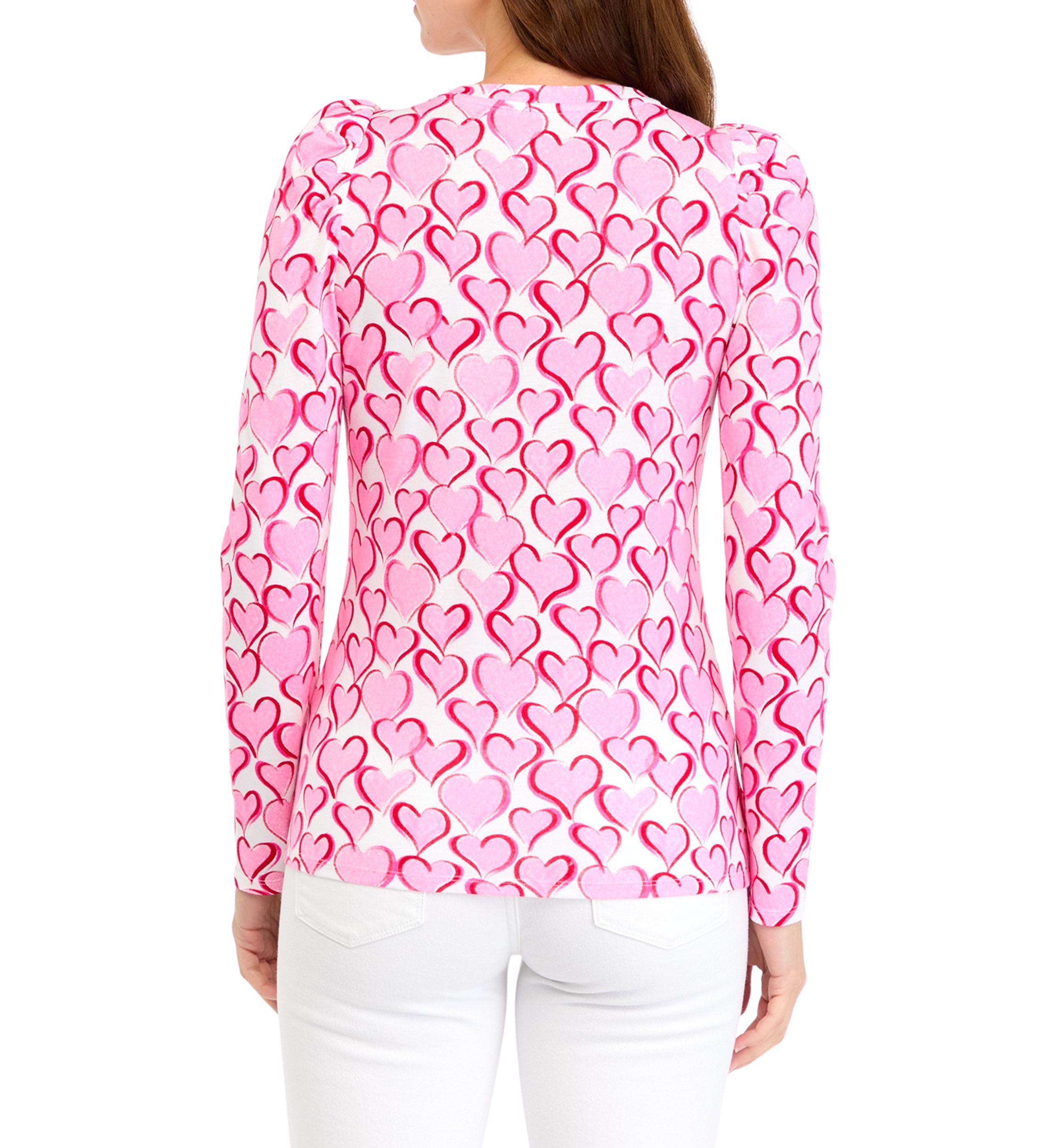 Womens Long Puff Sleeve Printed T-Shirt