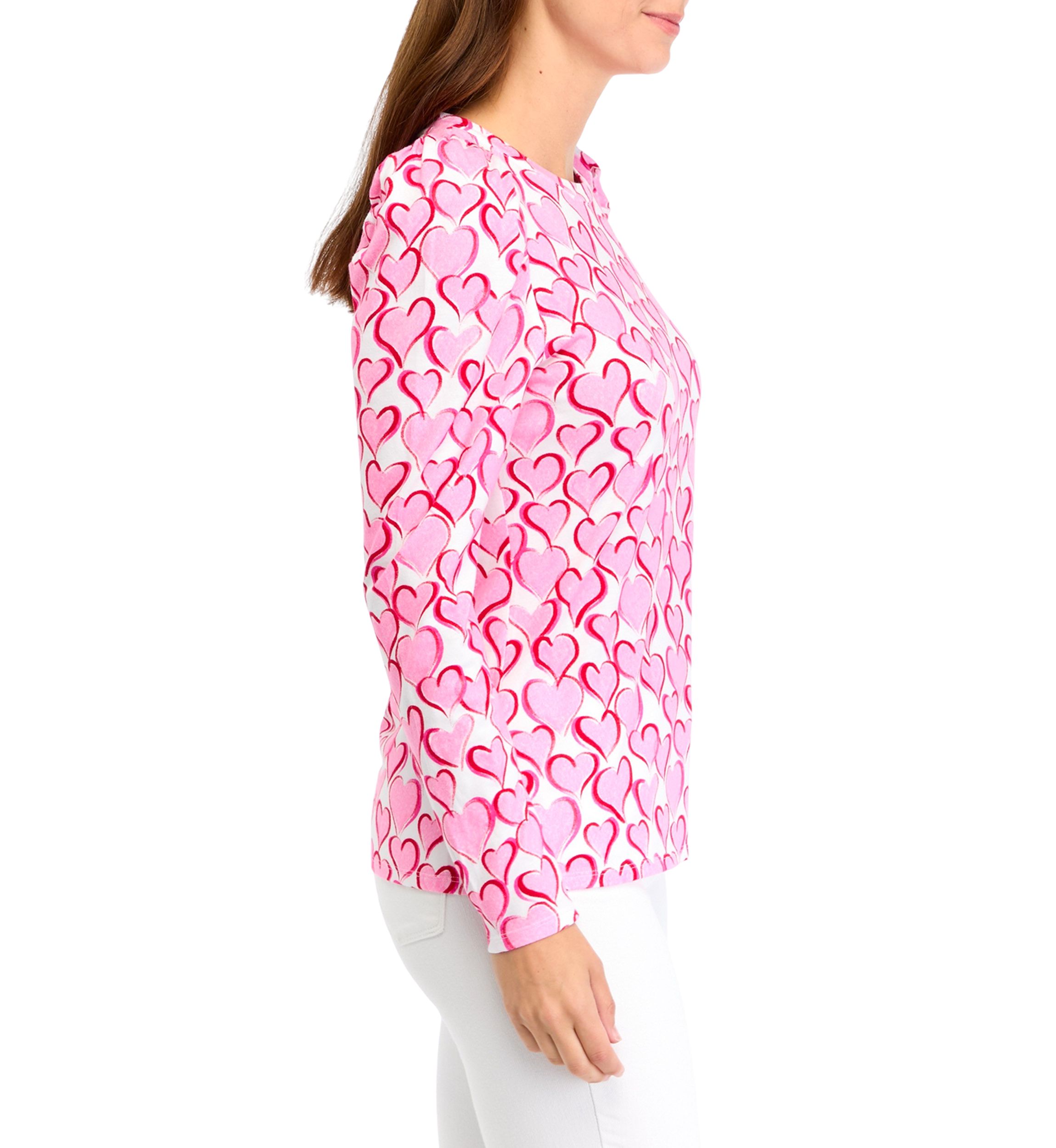 Womens Long Puff Sleeve Printed T-Shirt