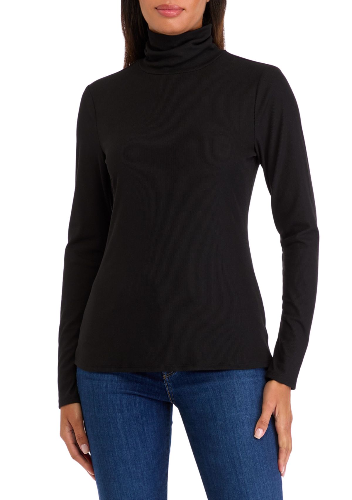 Womens Long Sleeved Ribbed Turtleneck Top
