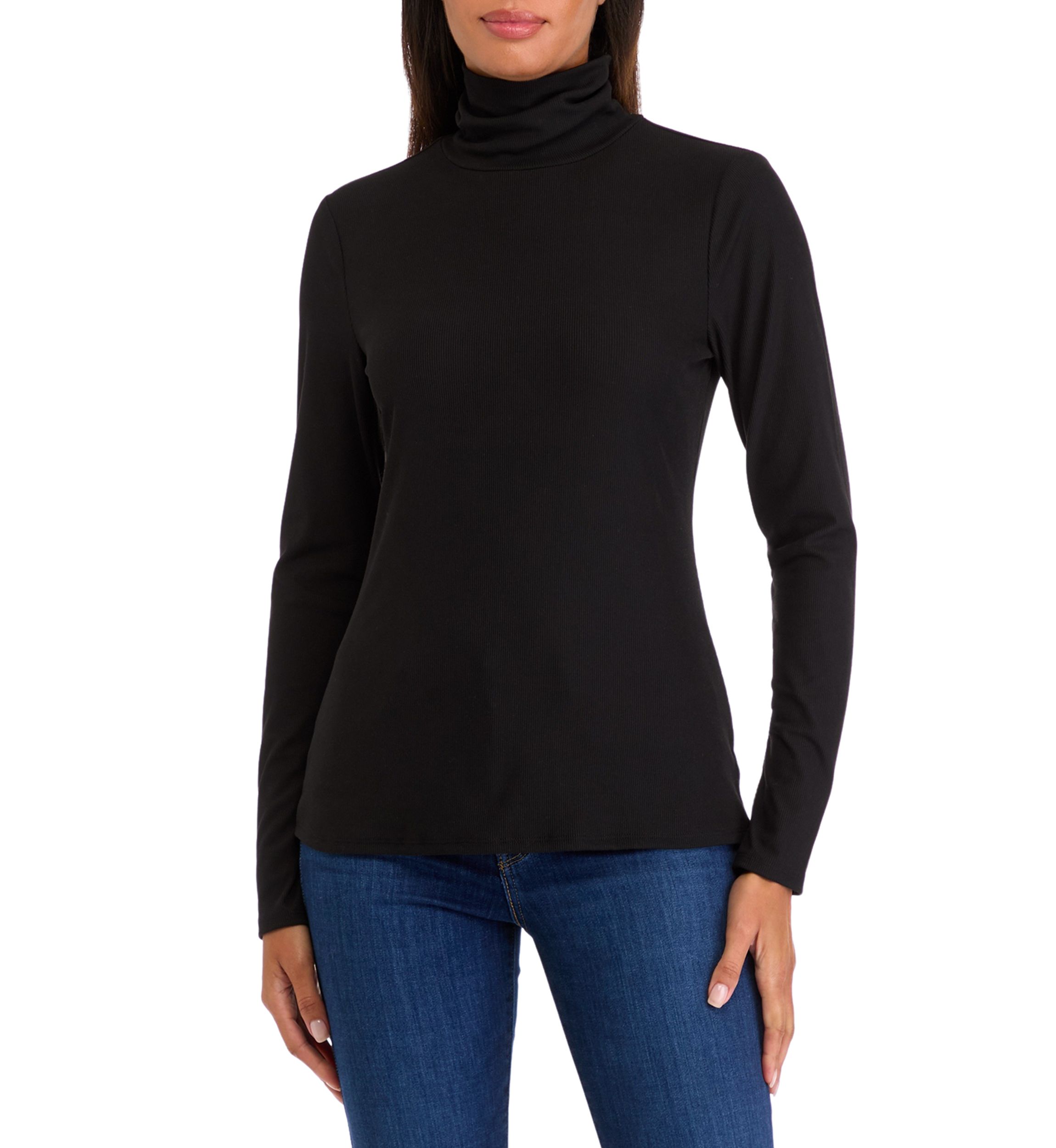 Womens Long Sleeved Ribbed Turtleneck Top