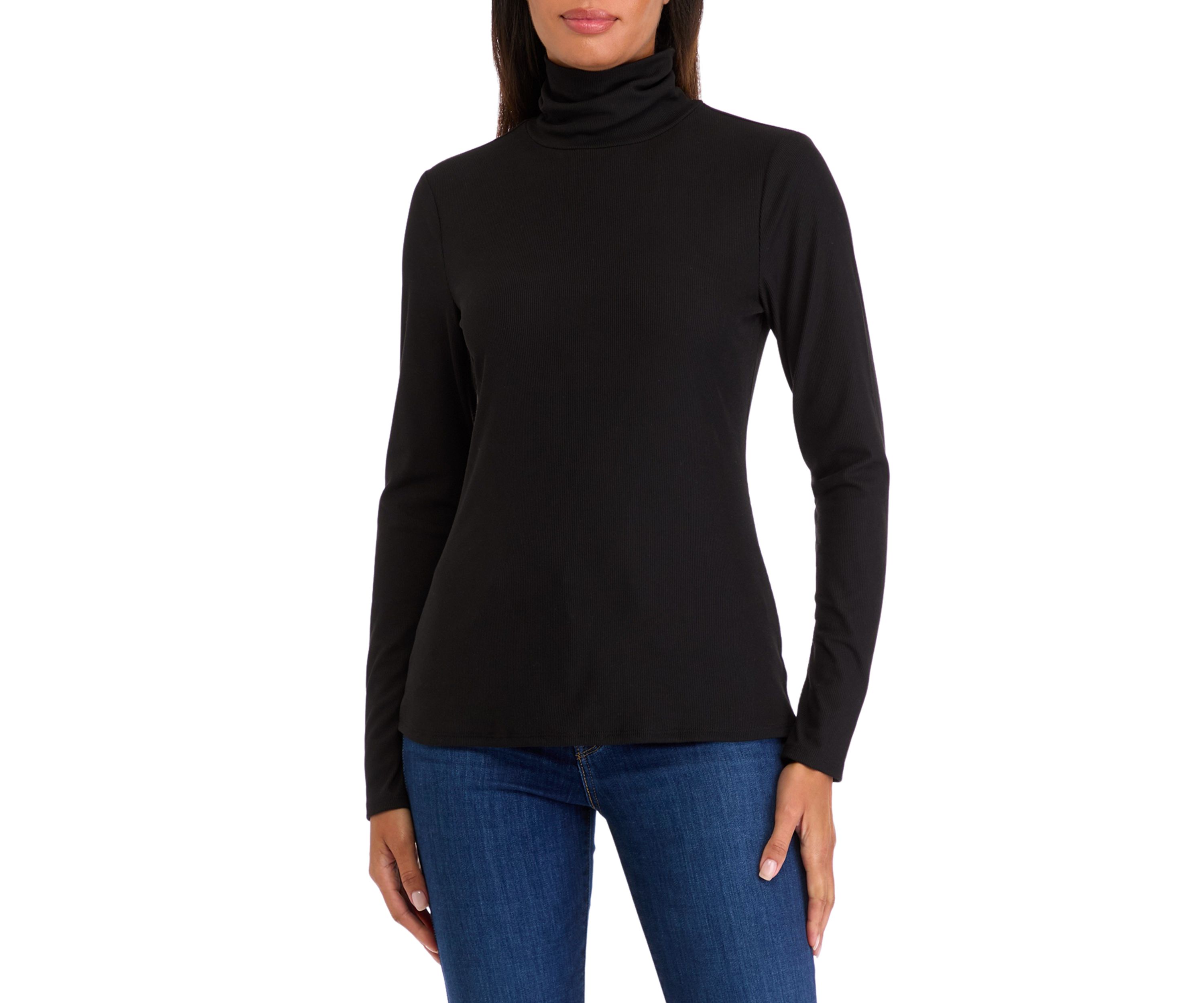 Womens Long Sleeved Ribbed Turtleneck Top