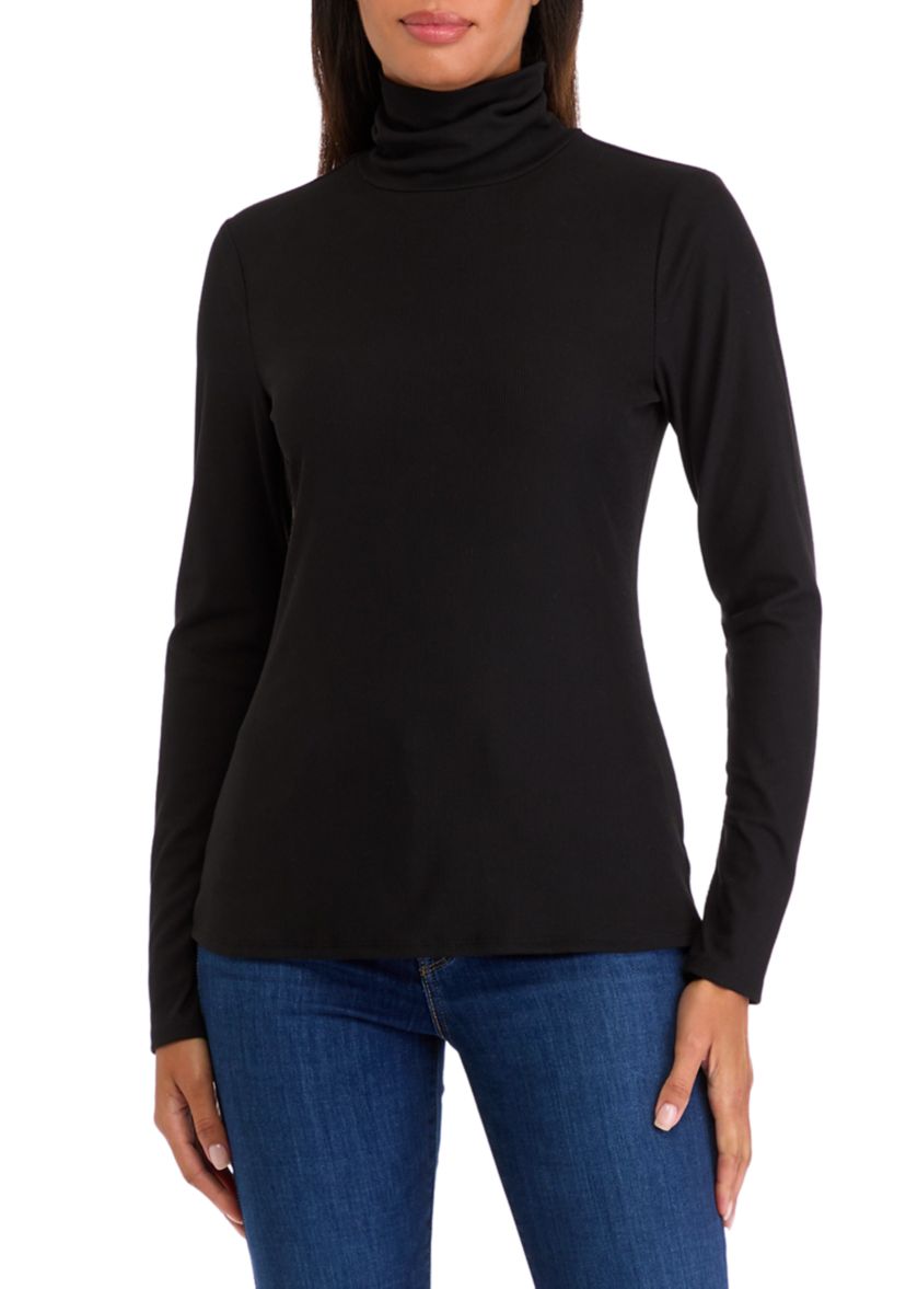 Womens Long Sleeved Ribbed Turtleneck Top