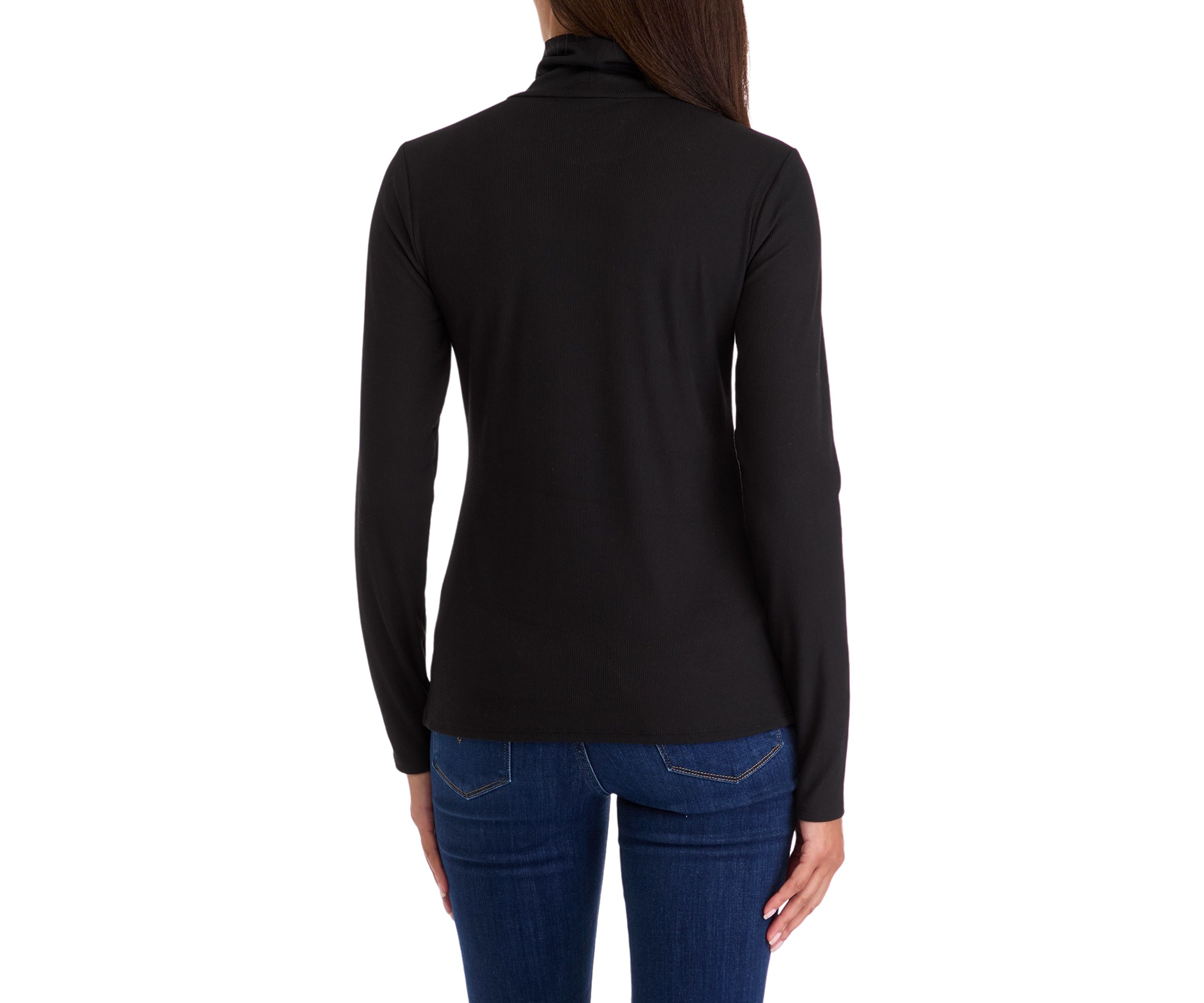 Womens Long Sleeved Ribbed Turtleneck Top