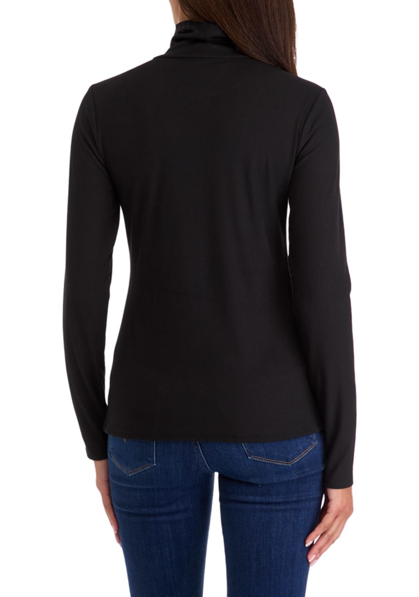 Womens Long Sleeved Ribbed Turtleneck Top