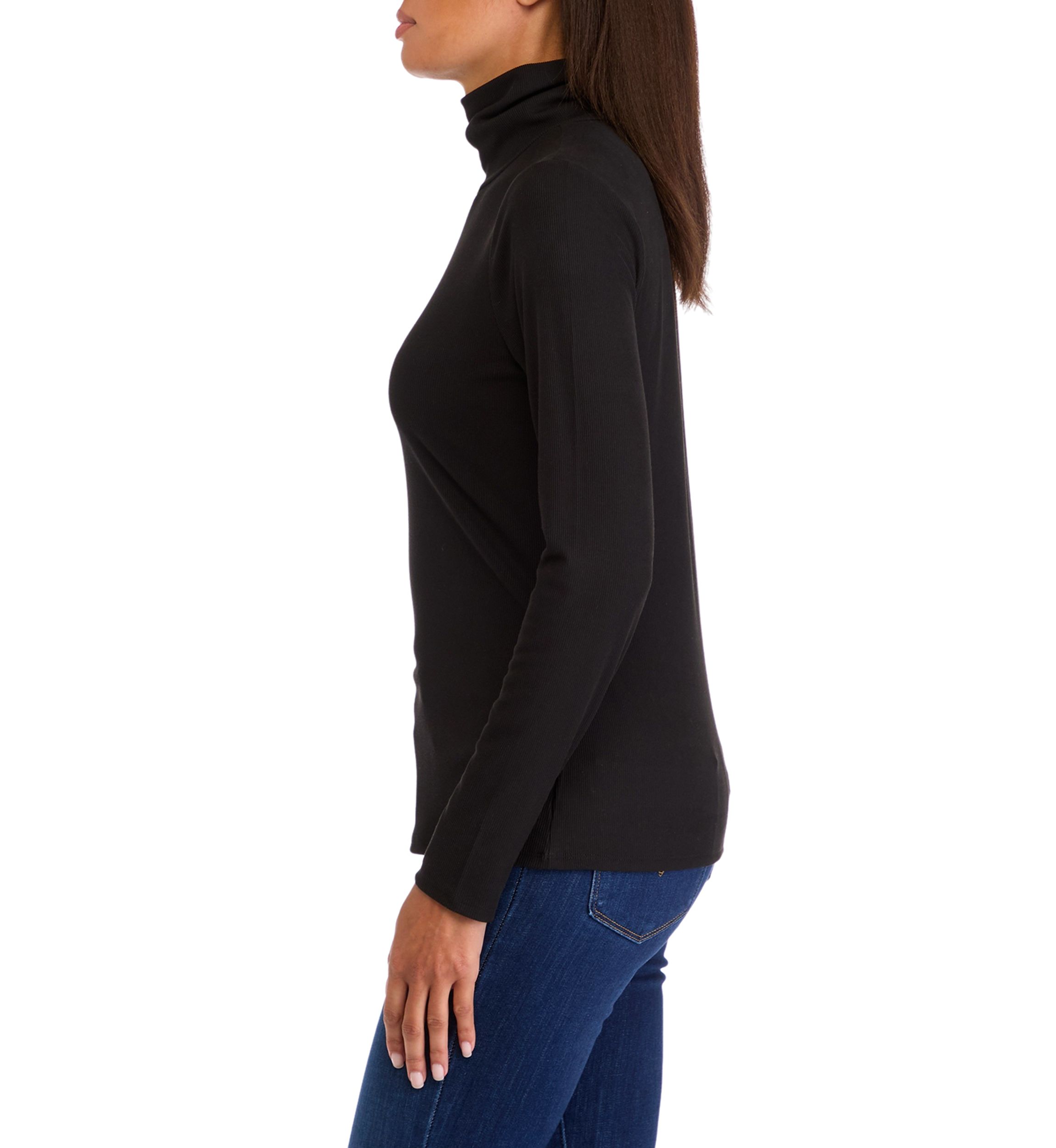 Womens Long Sleeved Ribbed Turtleneck Top