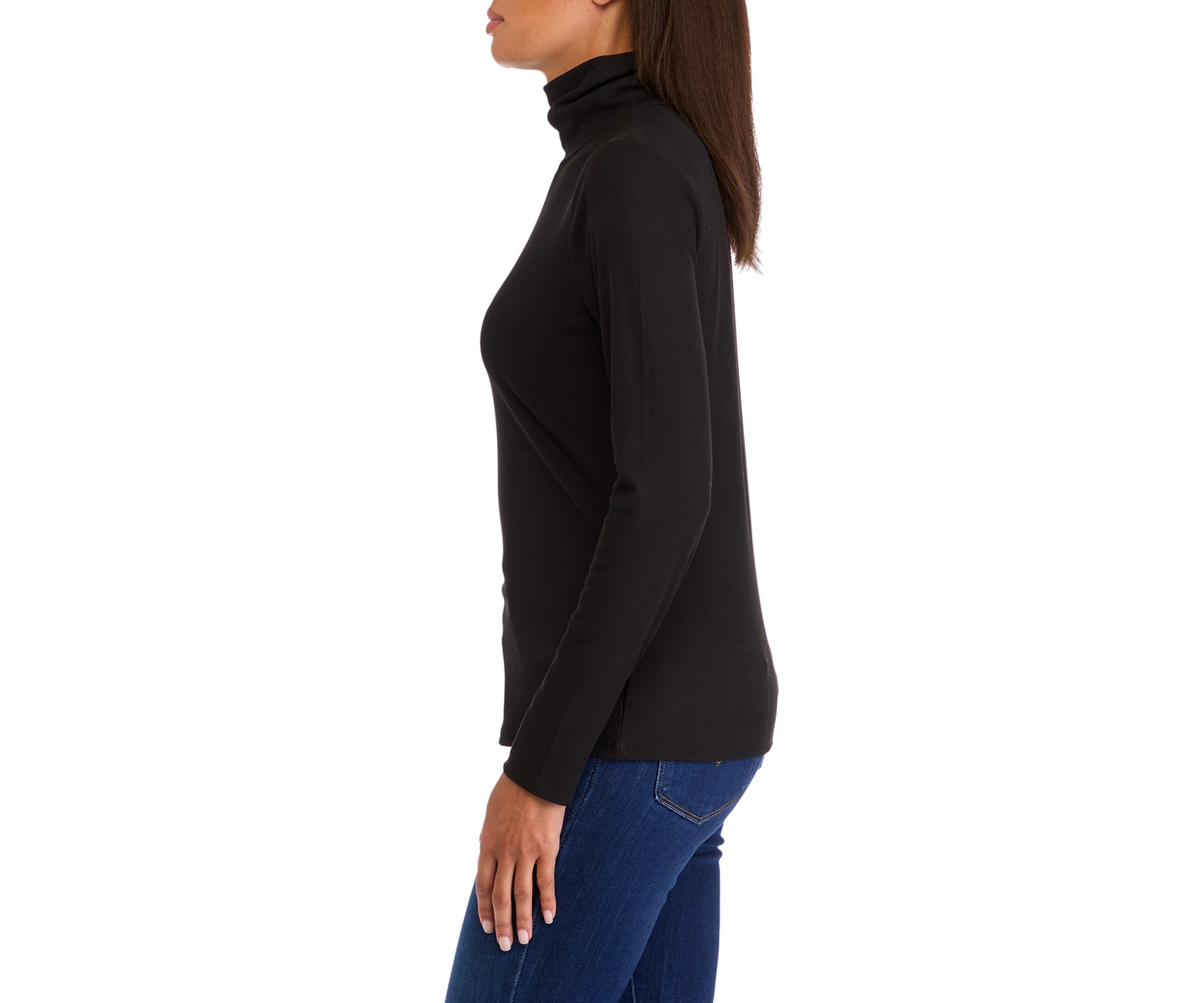 Womens Long Sleeved Ribbed Turtleneck Top