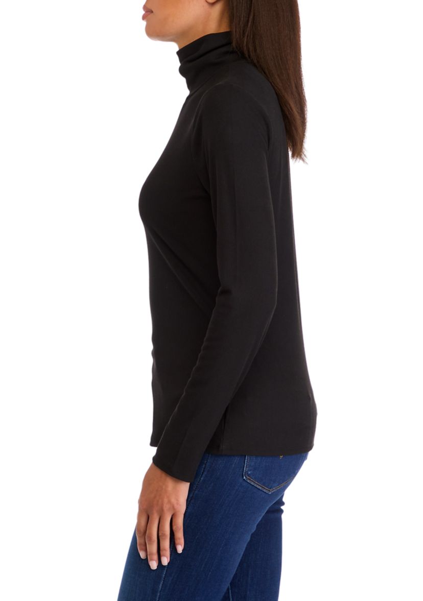 Womens Long Sleeved Ribbed Turtleneck Top