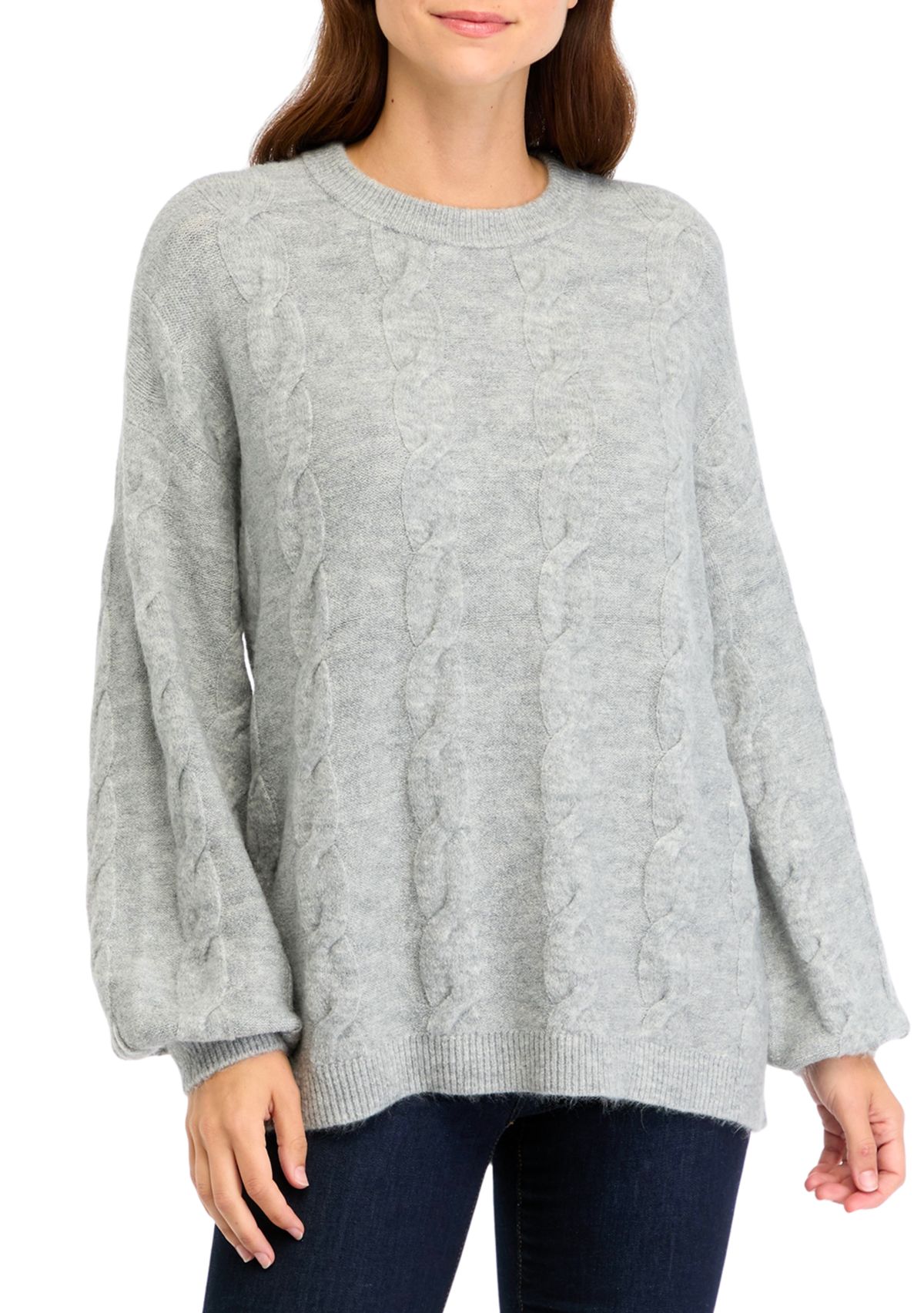 Womens Heather Cable Knit Sweater