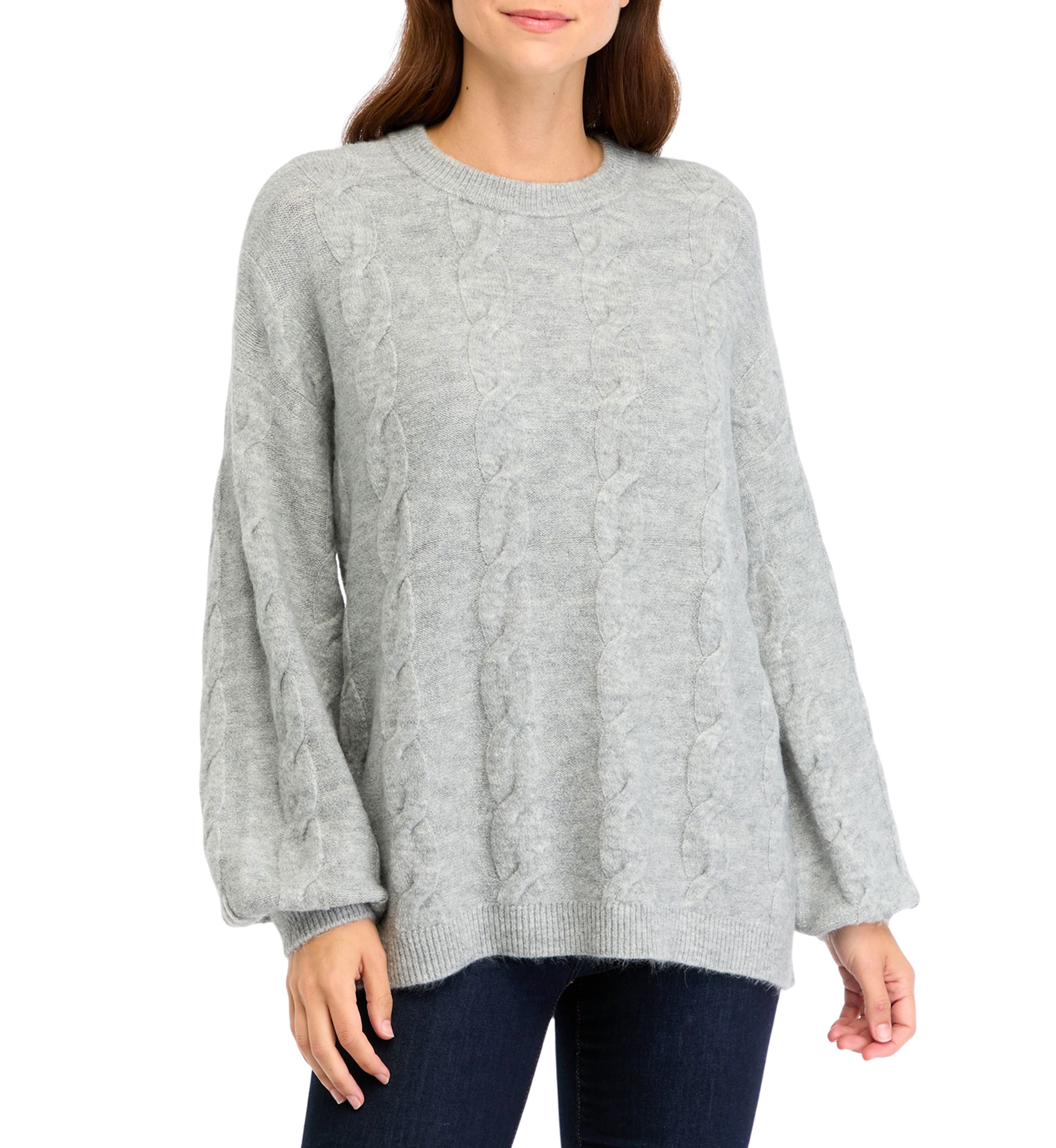 Womens Heather Cable Knit Sweater