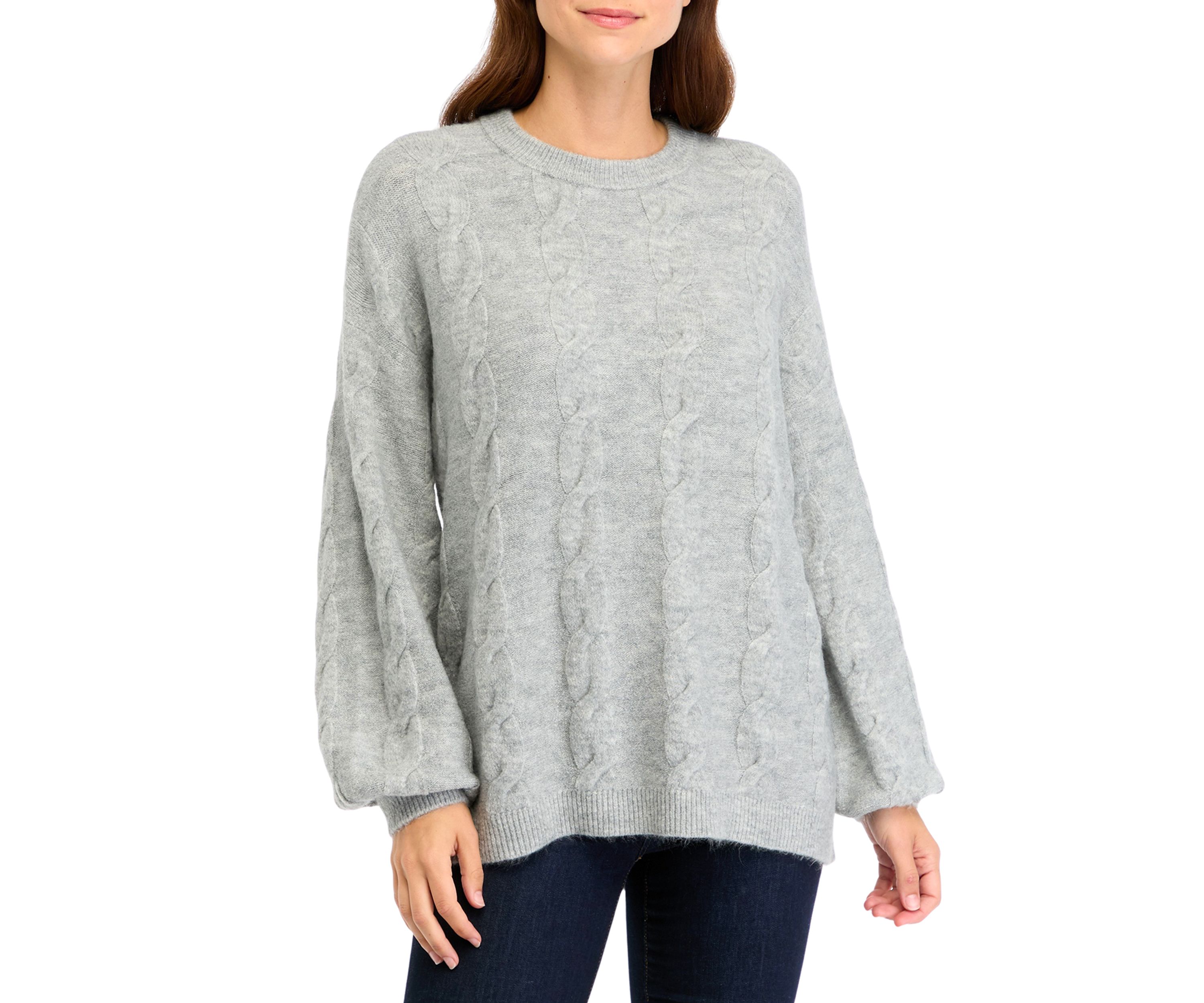 Womens Heather Cable Knit Sweater