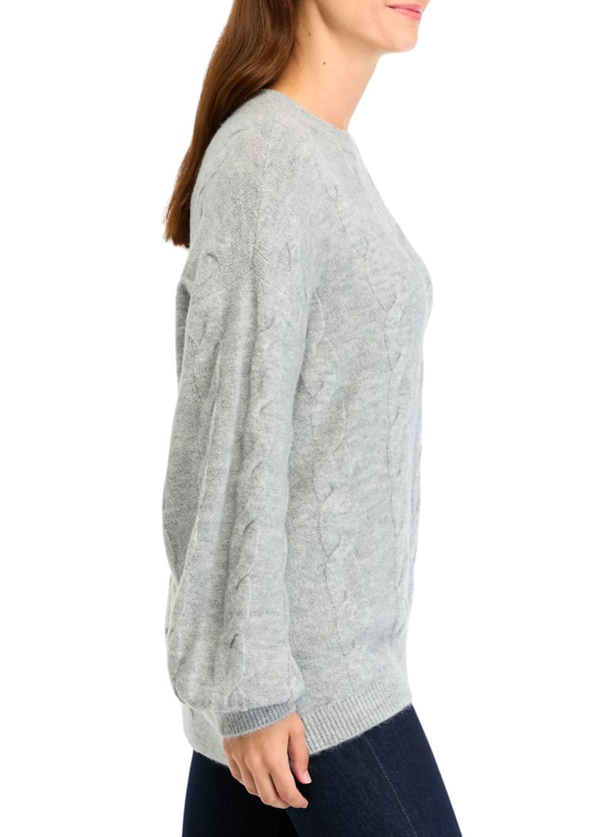 Womens Heather Cable Knit Sweater