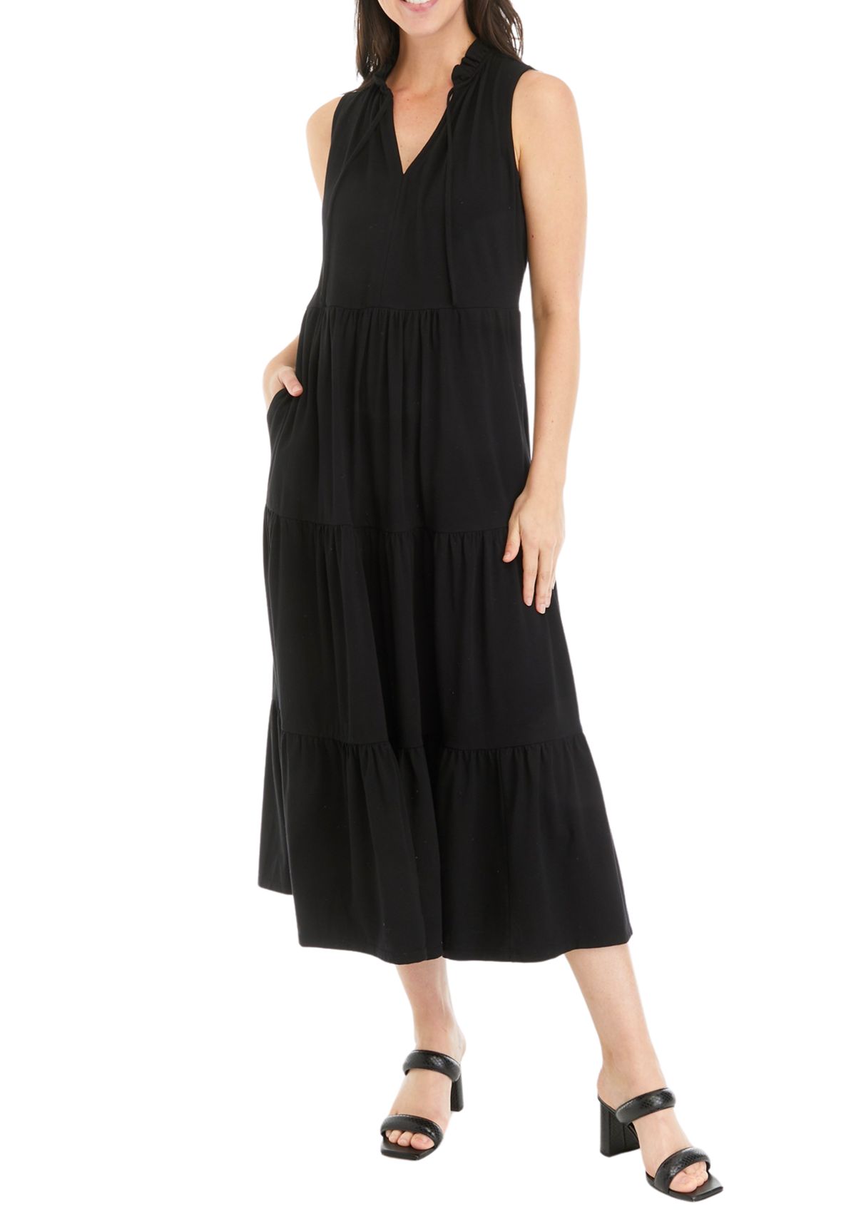 Womens Sleeveless Maxi Peasant Dress
