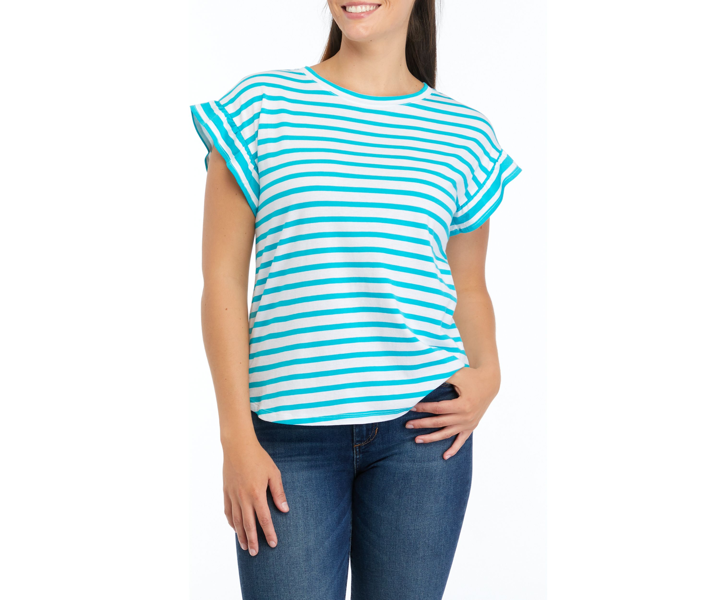 Womens Ruffle Stripe Top