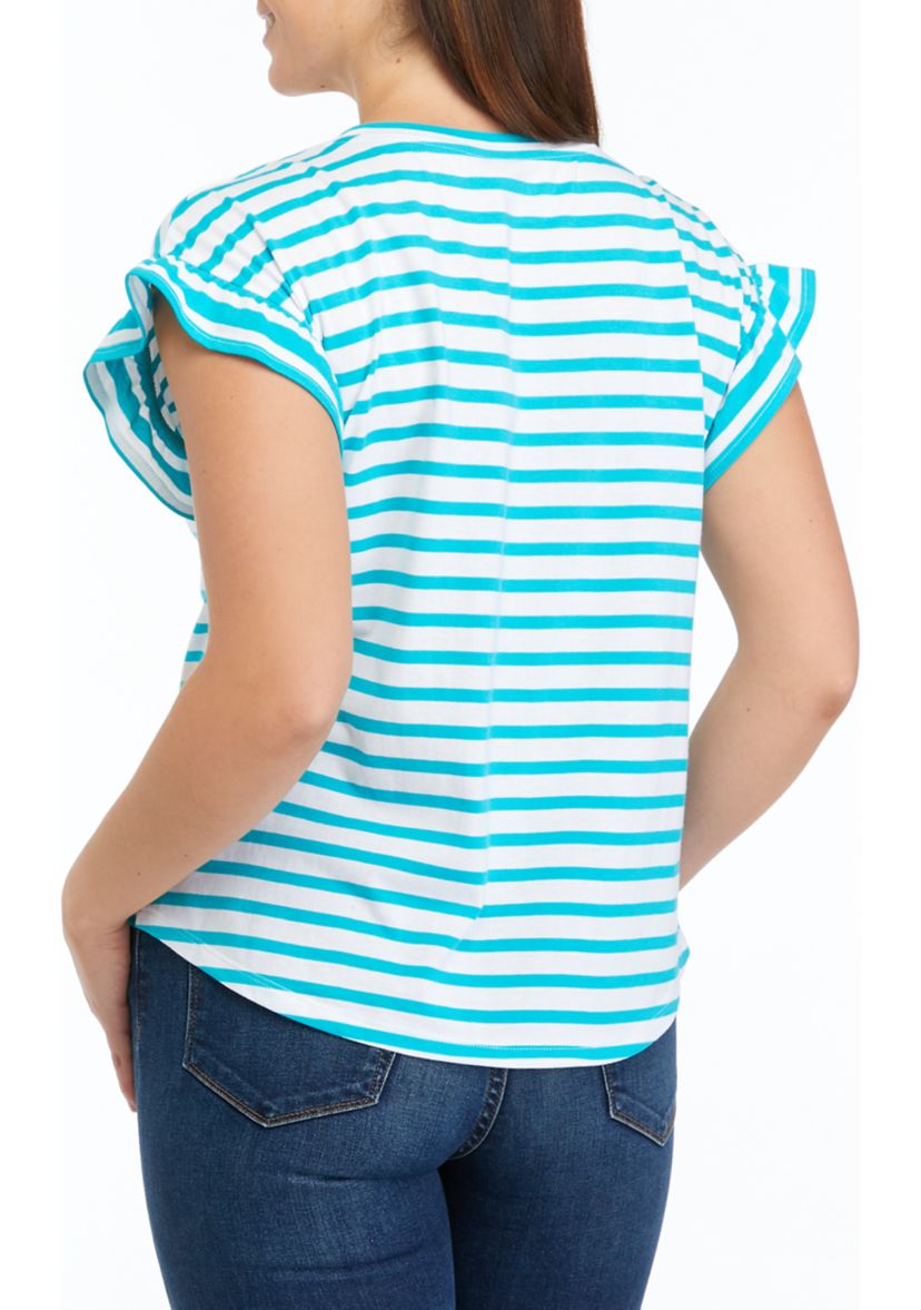 Womens Ruffle Stripe Top