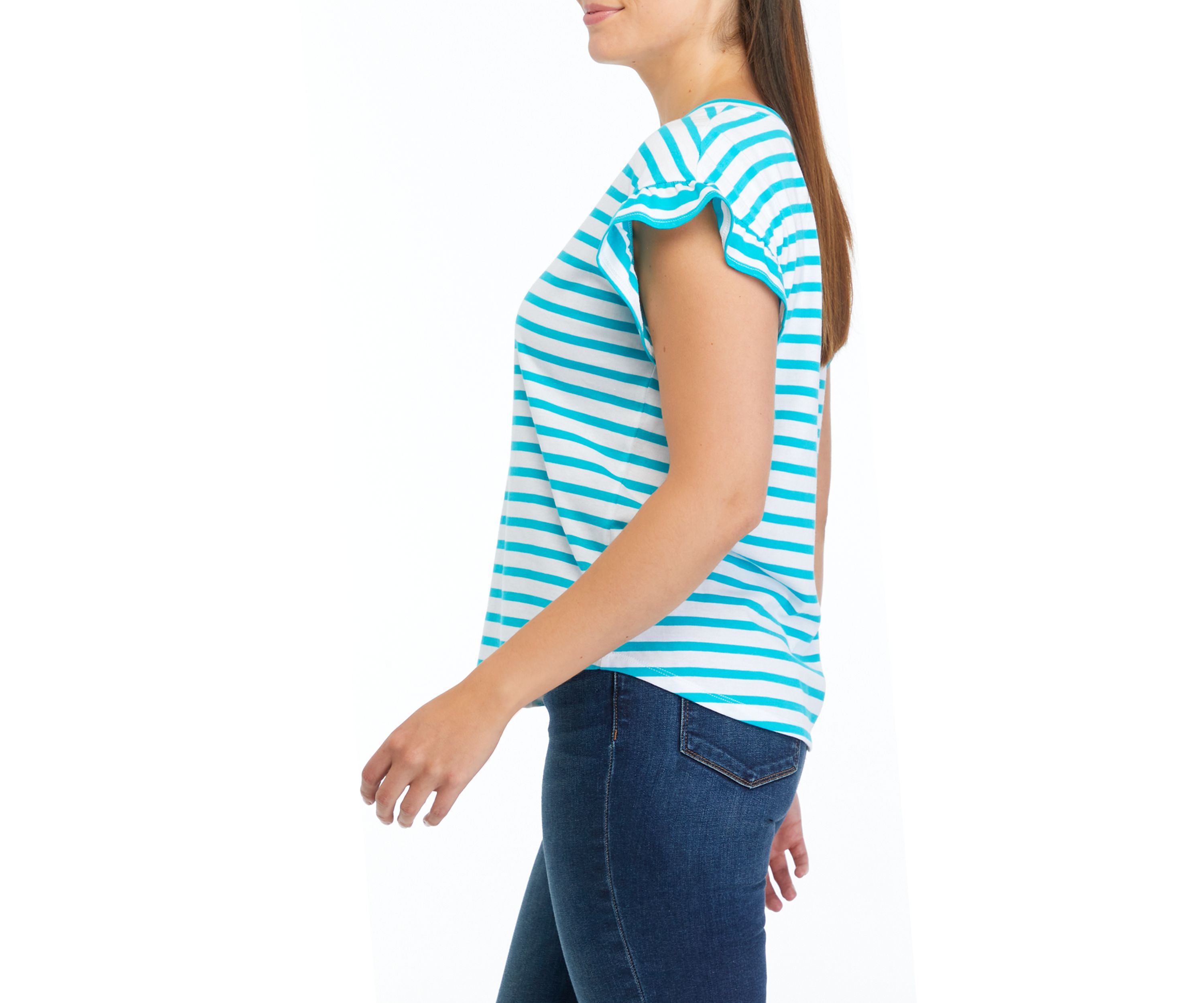 Womens Ruffle Stripe Top
