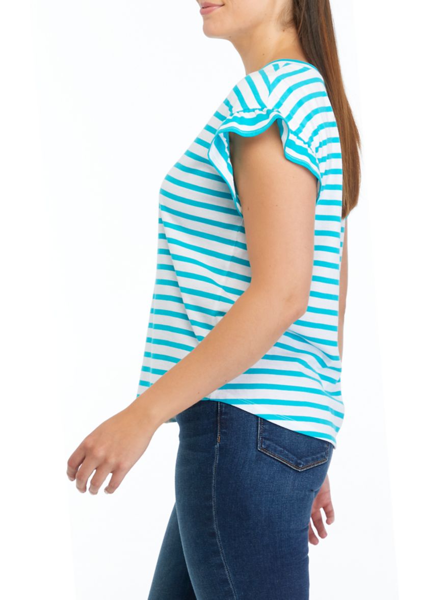 Womens Ruffle Stripe Top