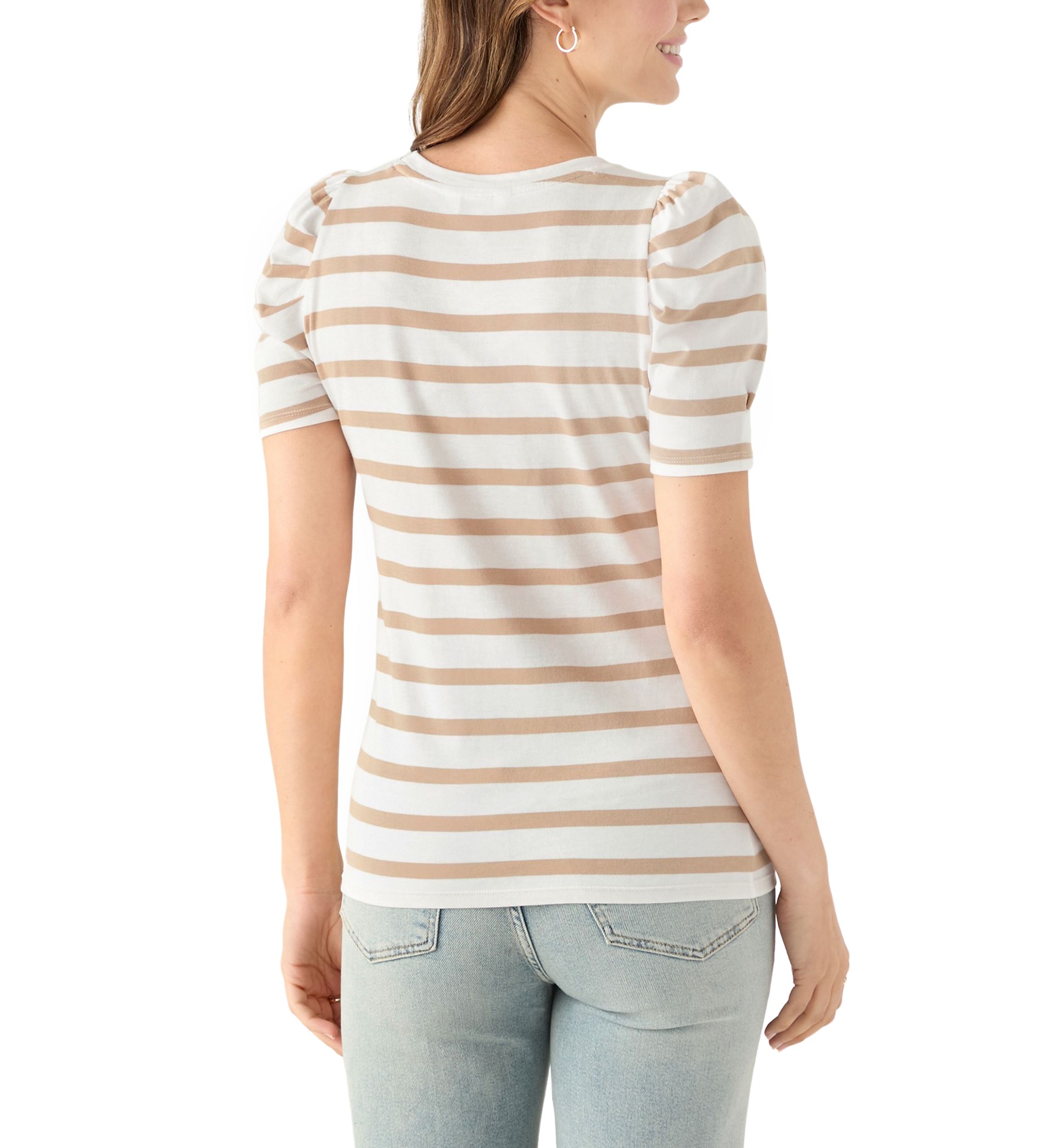 Womens Short Puff Sleeve Printed T-Shirt
