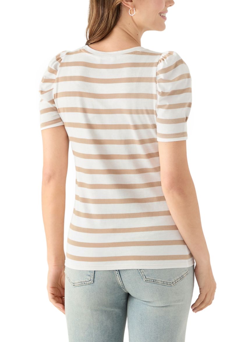 Womens Short Puff Sleeve Printed T-Shirt