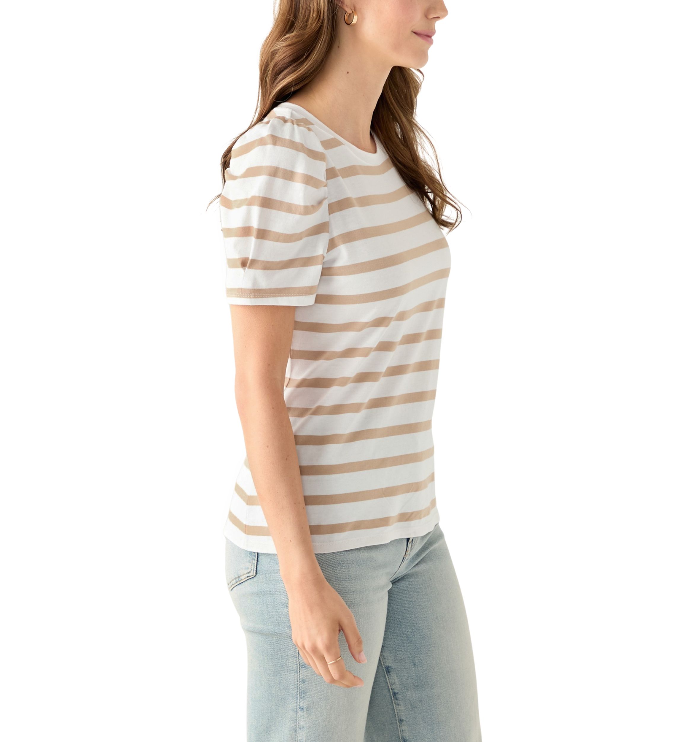 Womens Short Puff Sleeve Printed T-Shirt