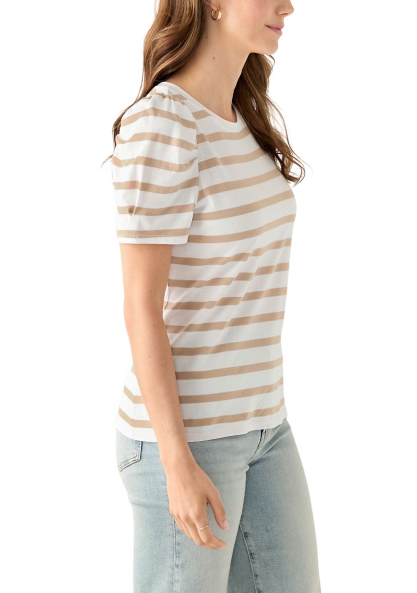 Womens Short Puff Sleeve Printed T-Shirt