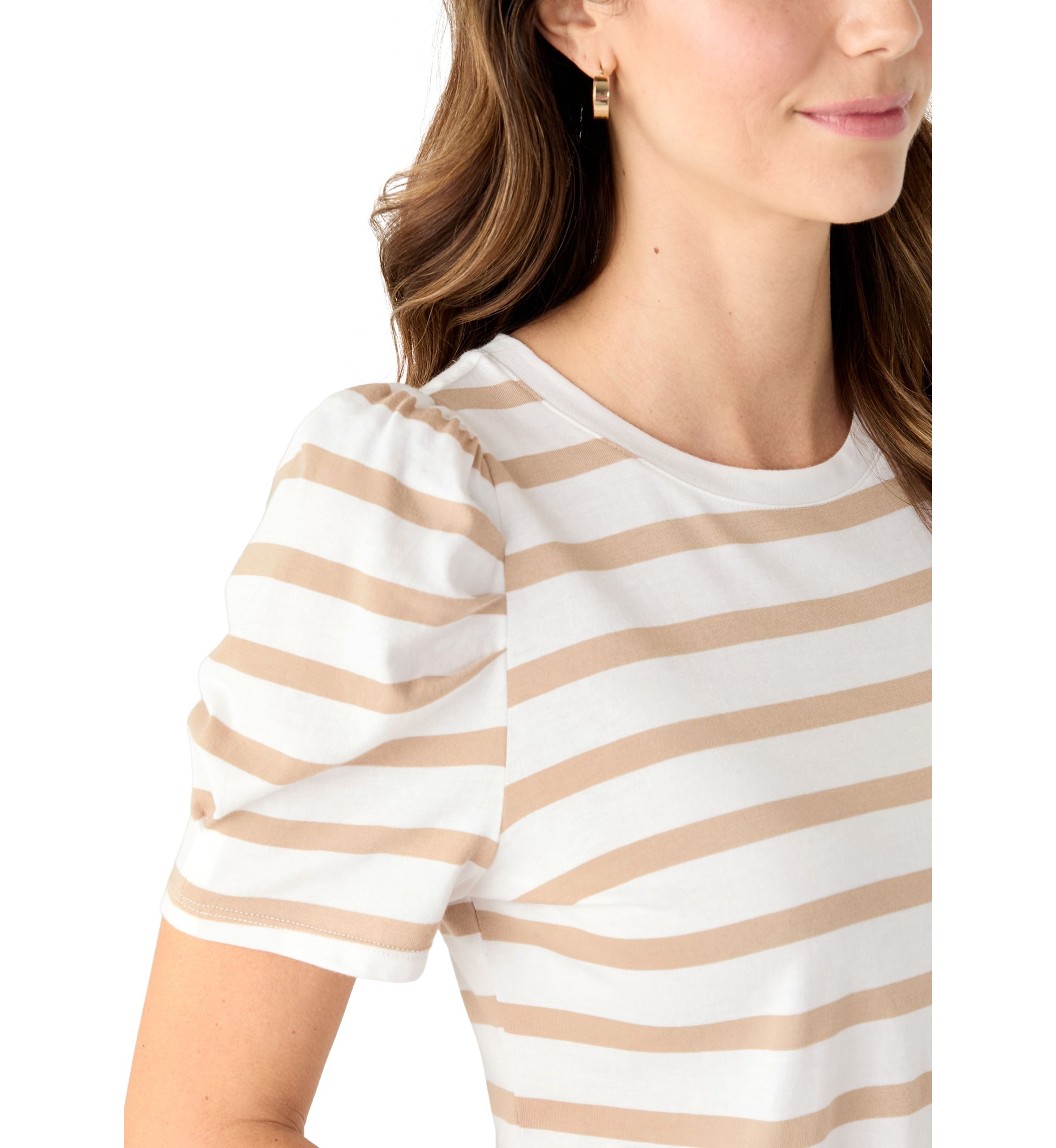 Womens Short Puff Sleeve Printed T-Shirt