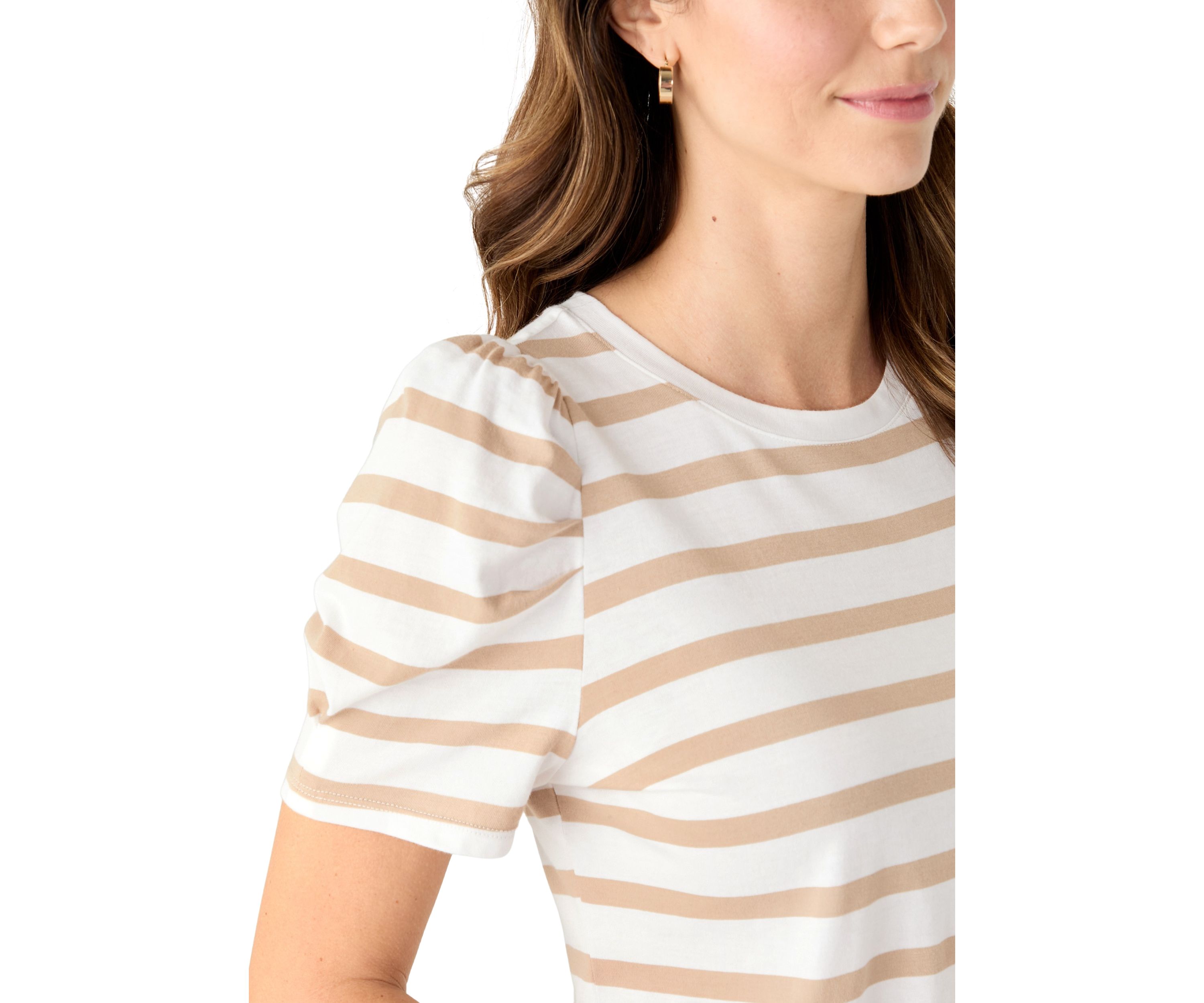 Womens Short Puff Sleeve Printed T-Shirt