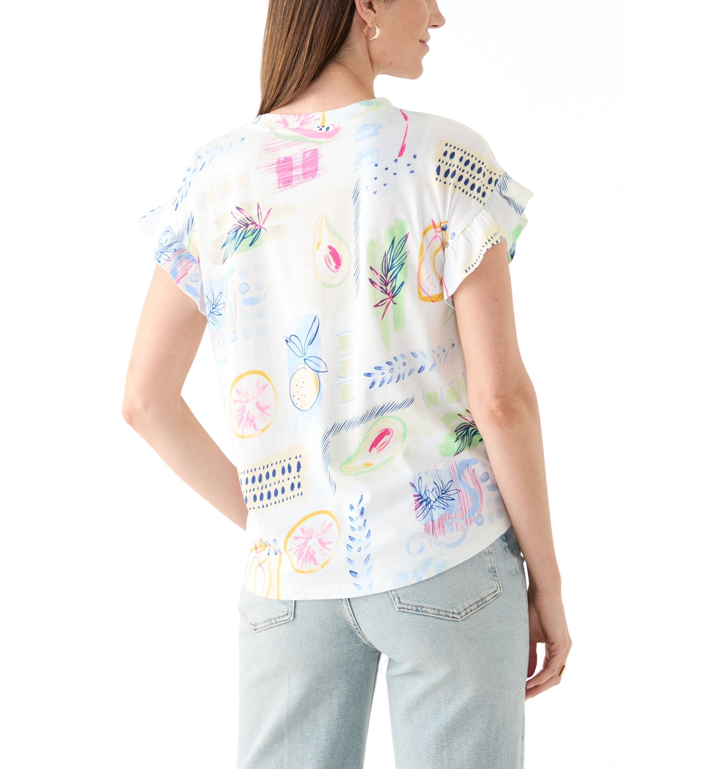 Womens Printed Ruffle Top