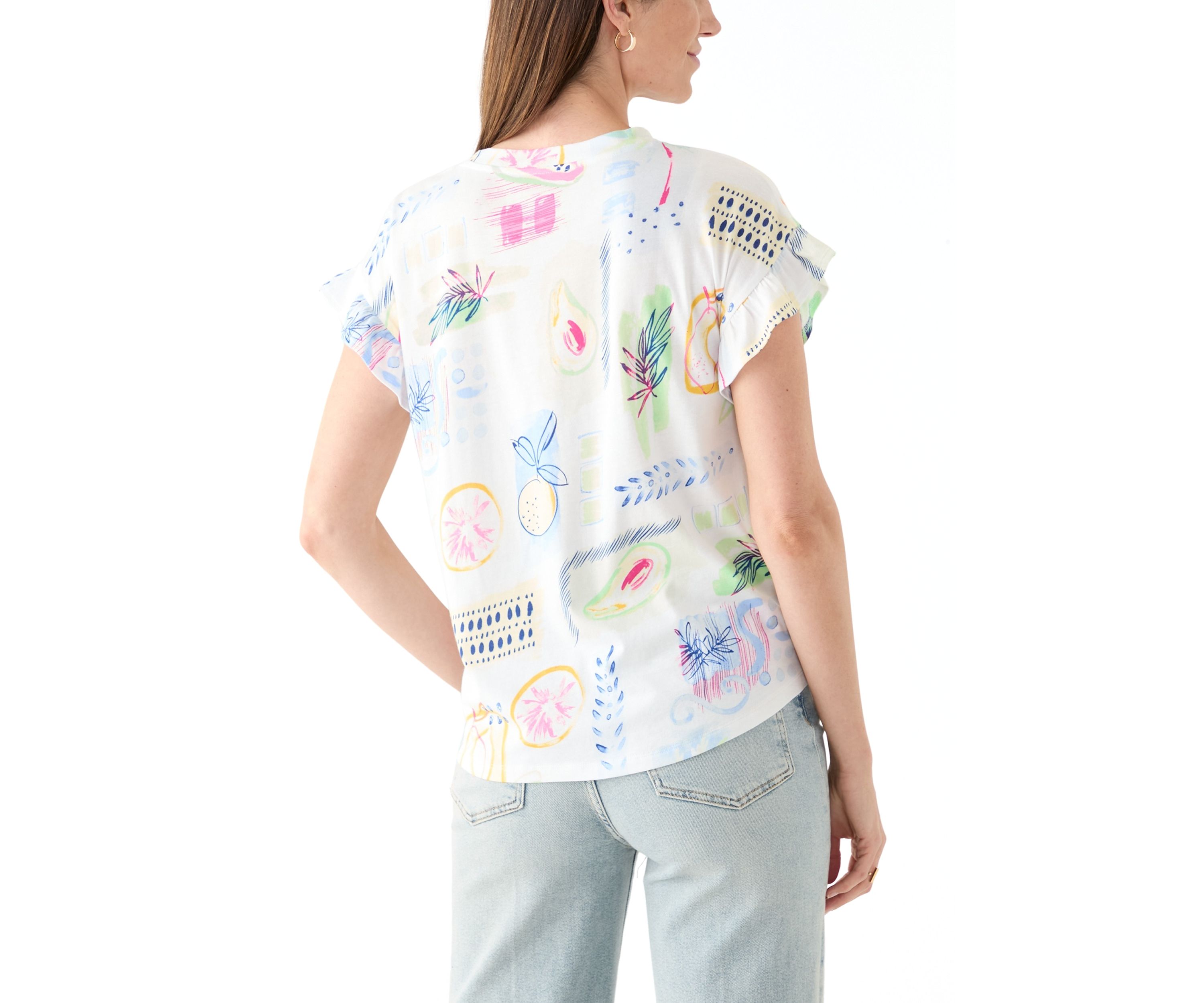 Womens Printed Ruffle Top