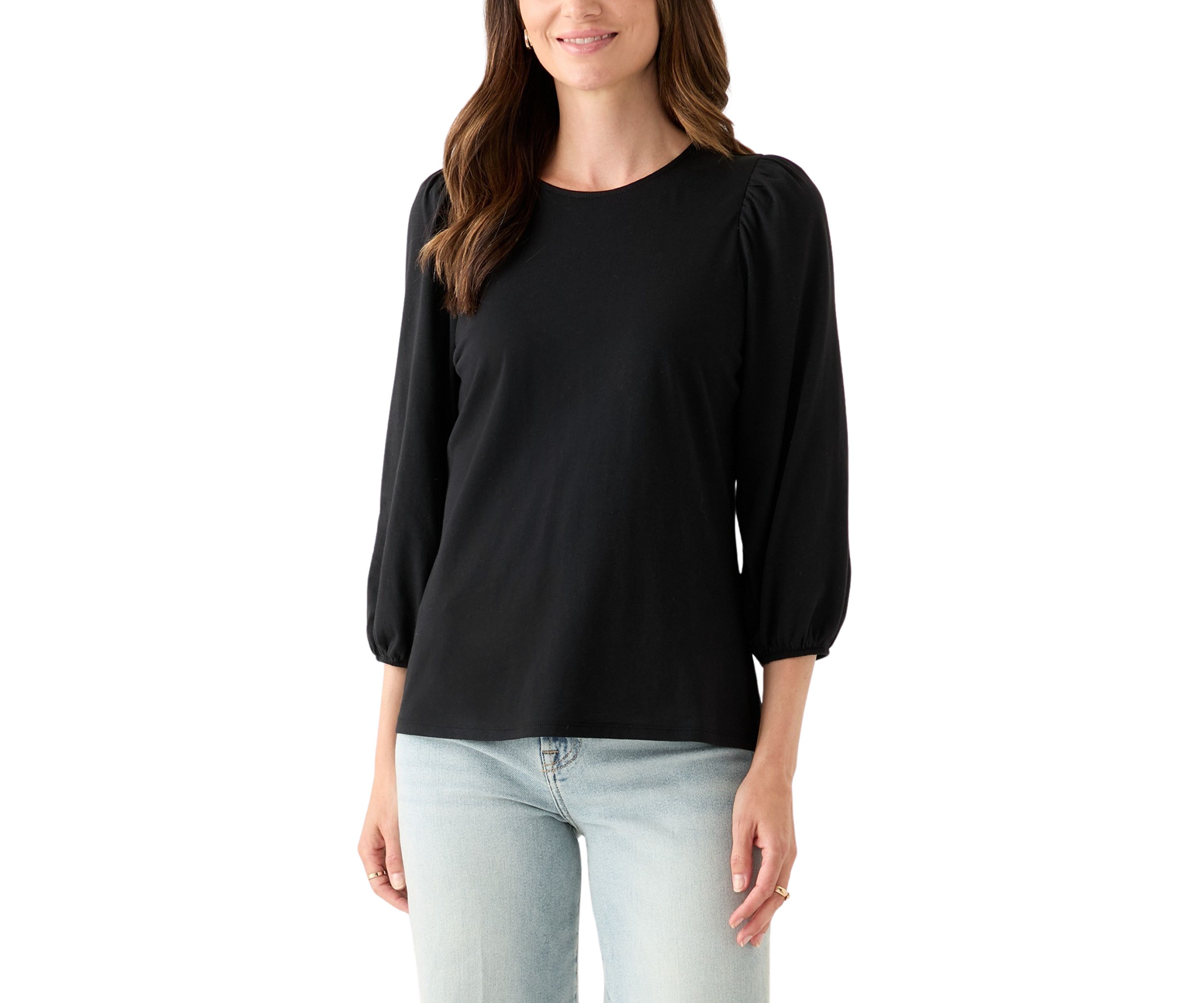 Womens 3/4 Puff Sleeve Top