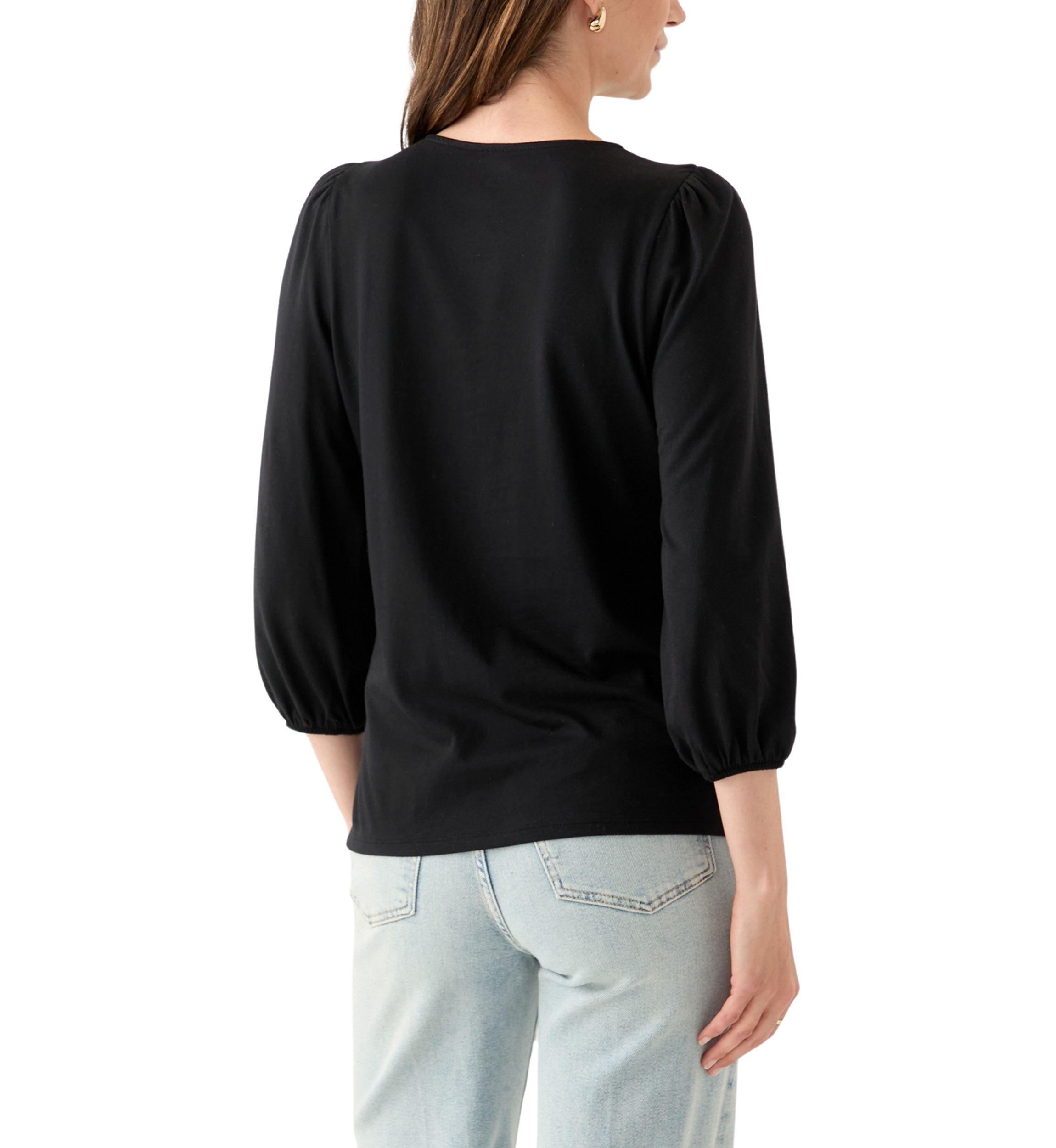 Womens 3/4 Puff Sleeve Top