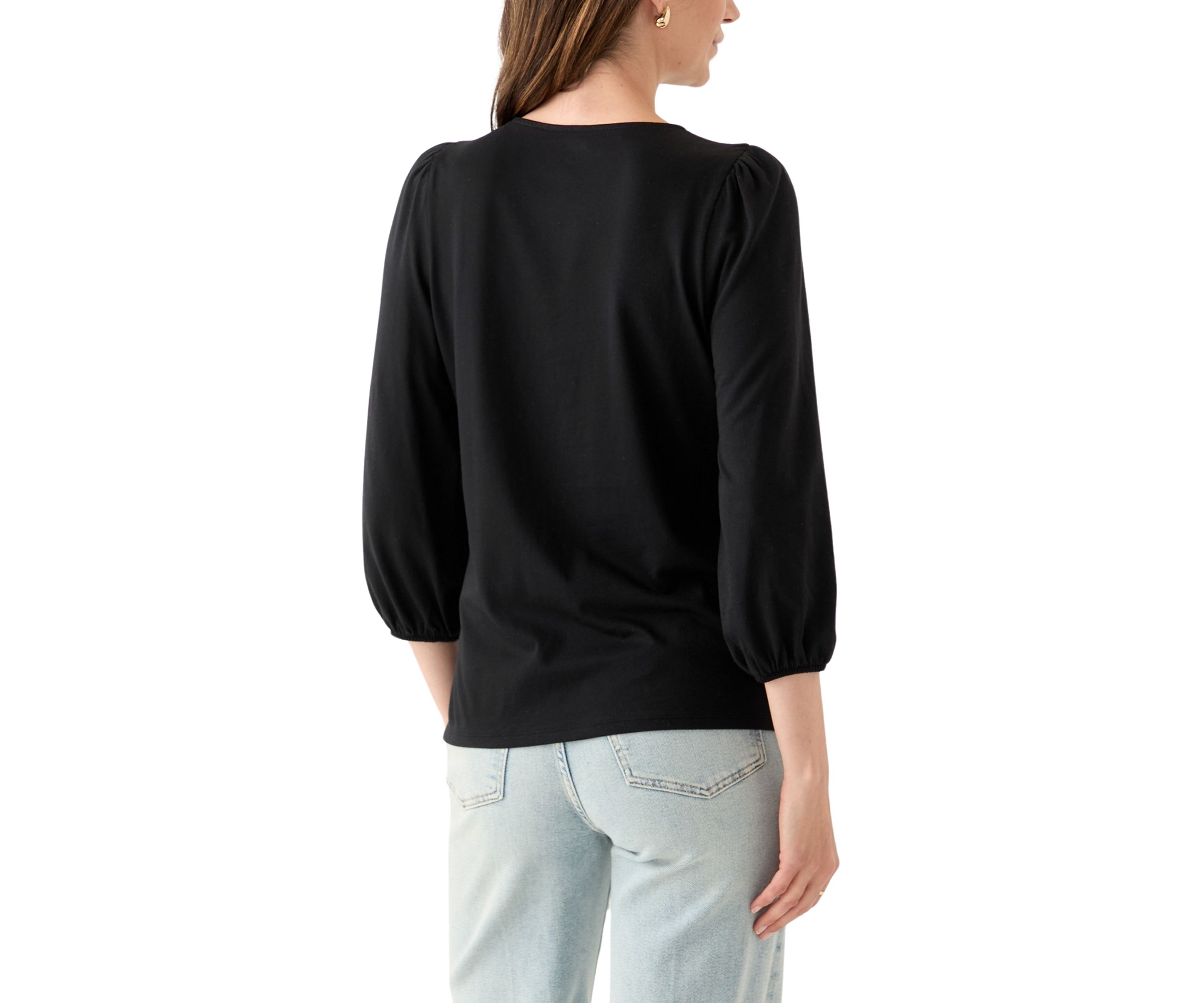 Womens 3/4 Puff Sleeve Top