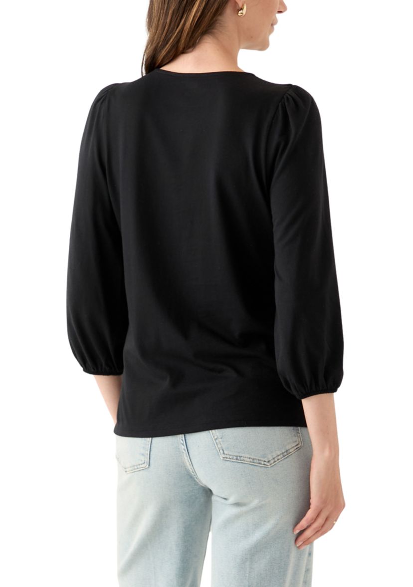 Womens 3/4 Puff Sleeve Top