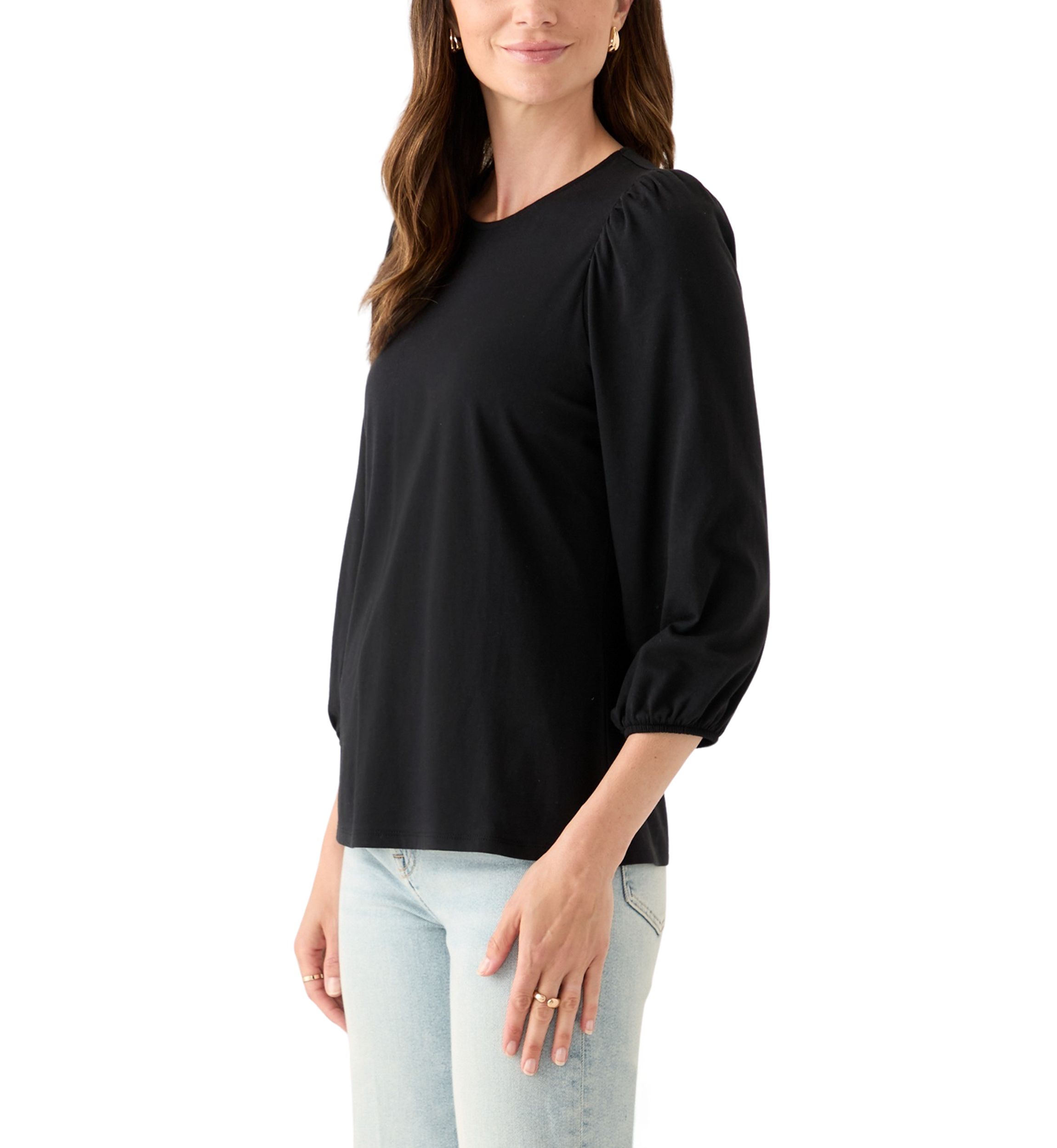 Womens 3/4 Puff Sleeve Top
