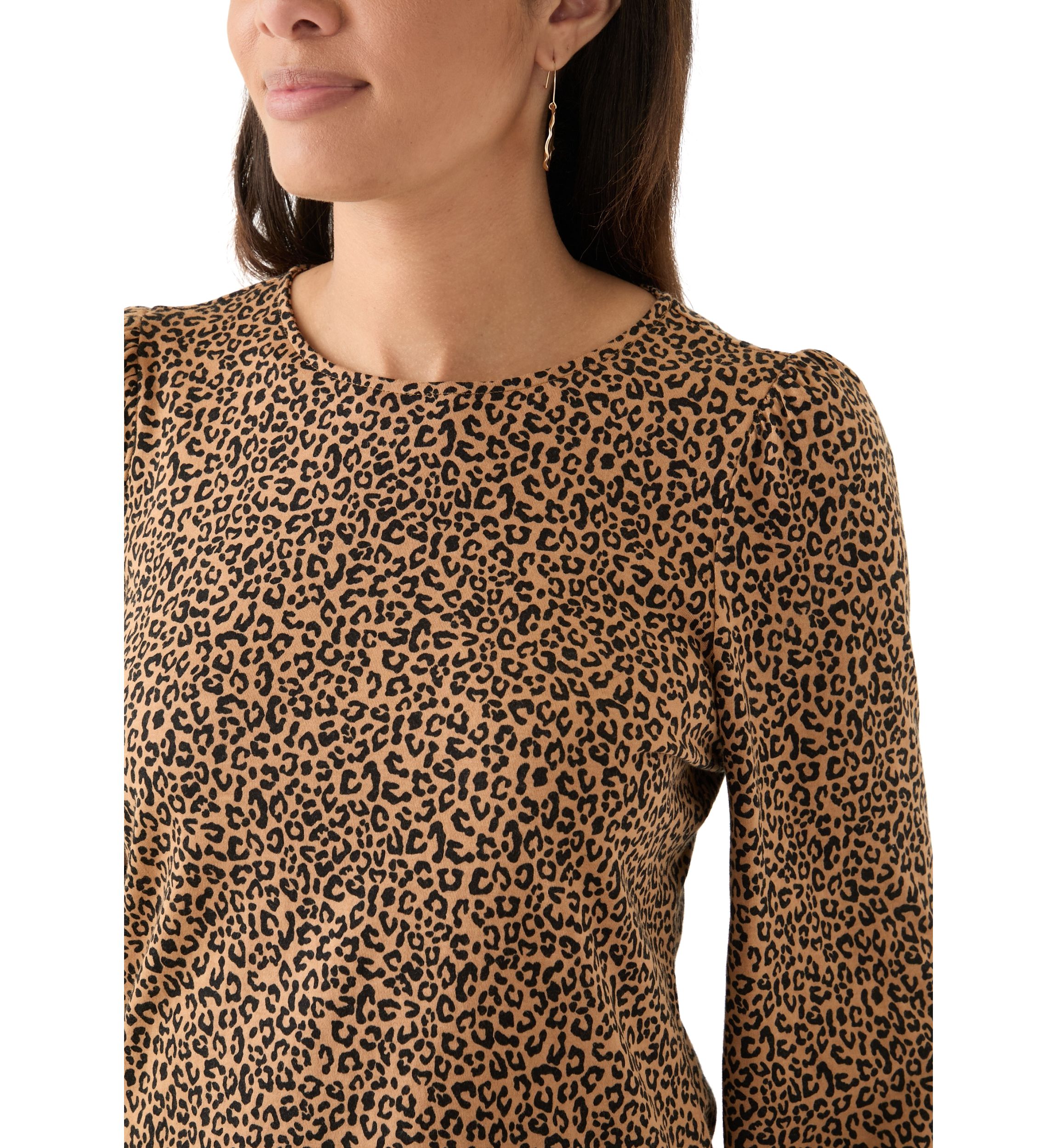 Womens 3/4 Puff Sleeve Printed Top