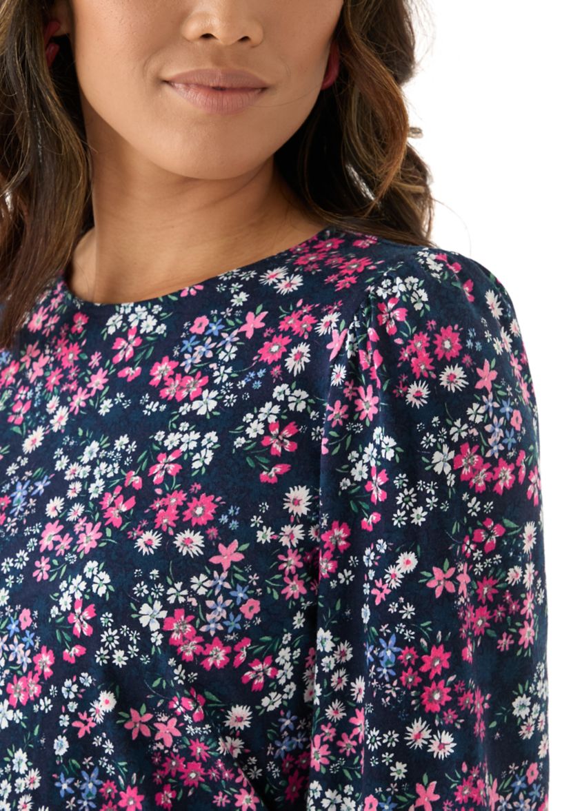 Womens 3/4 Puff Sleeve Printed Top