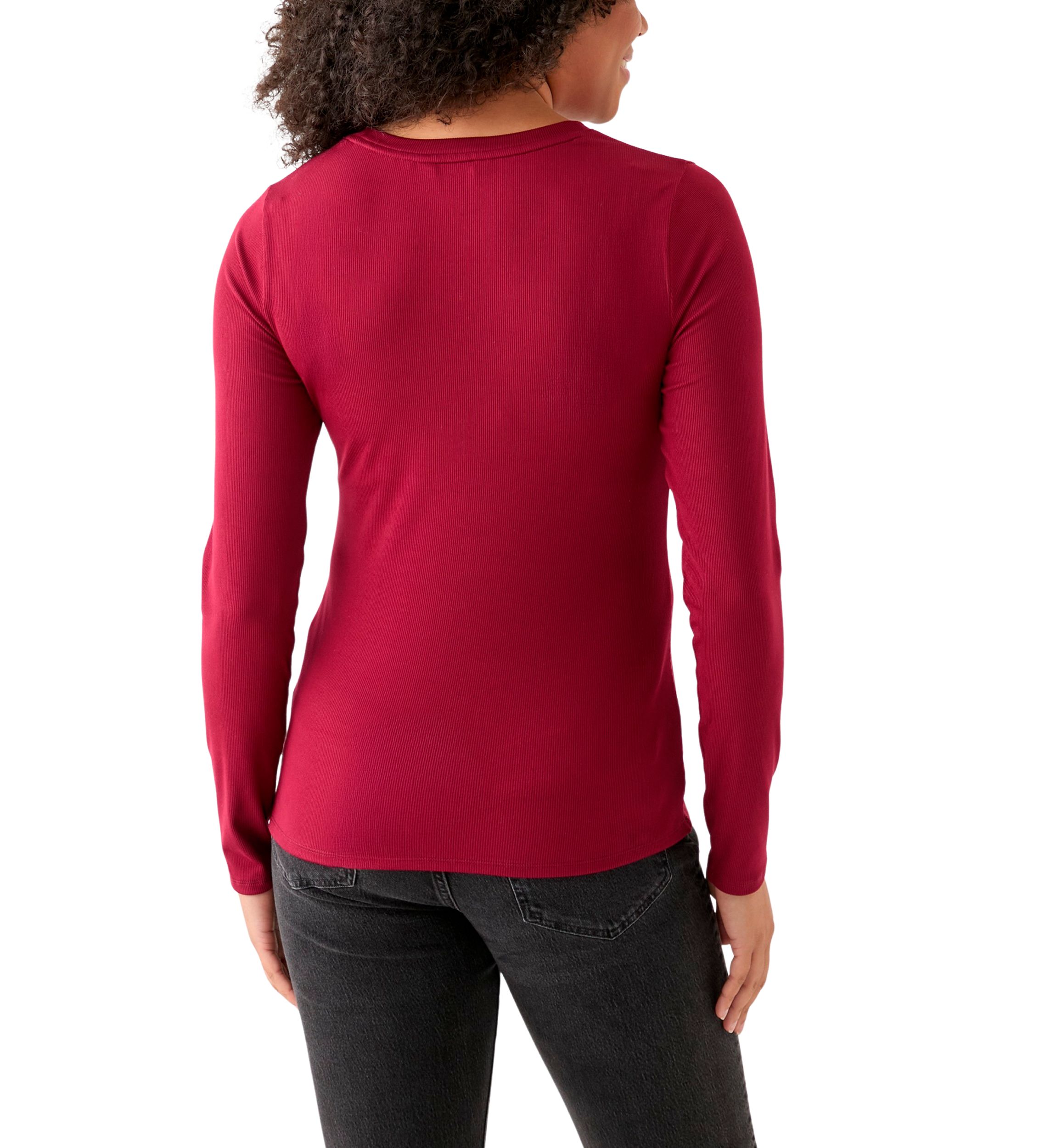 Womens Long Sleeve Crew Neck Solid T-Shirt