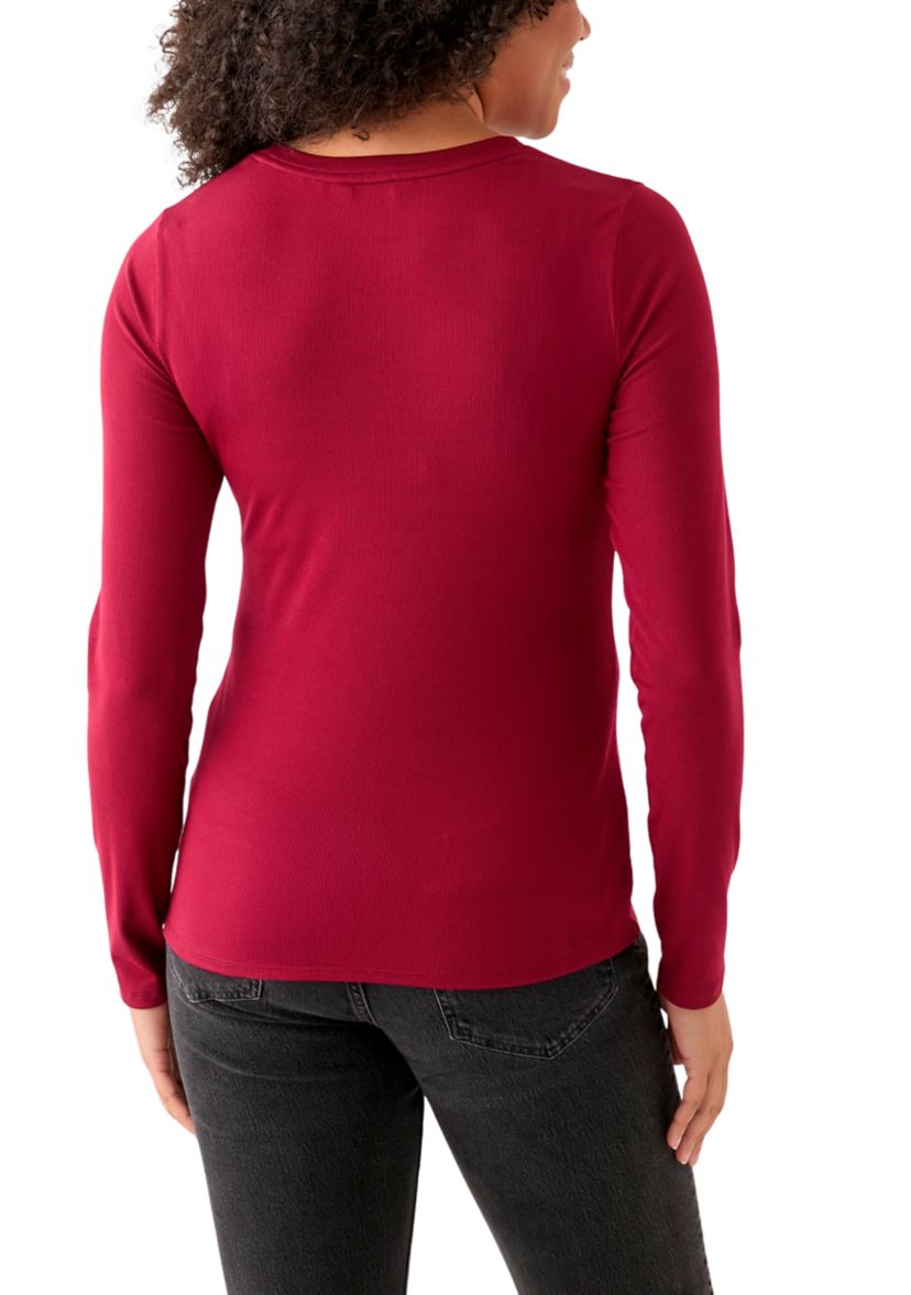 Womens Long Sleeve Crew Neck Solid T-Shirt