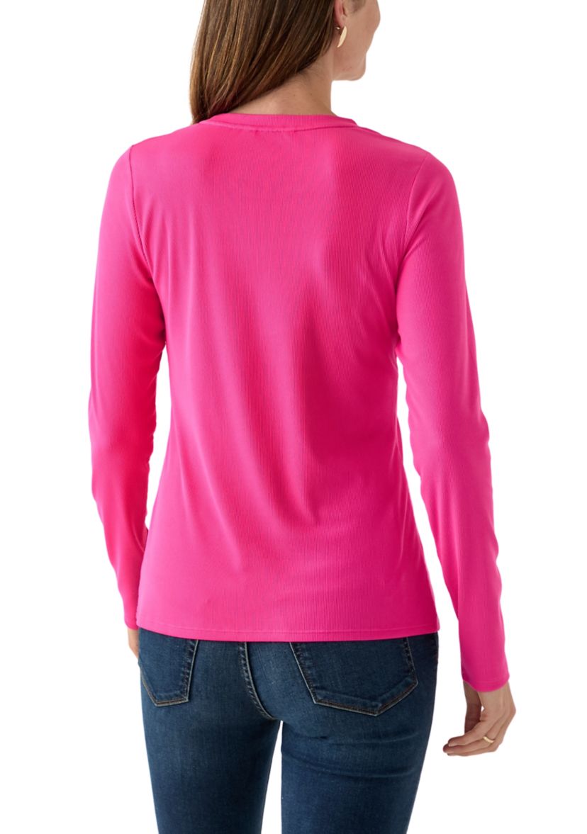 Womens Long Sleeve Crew Neck Solid T-Shirt